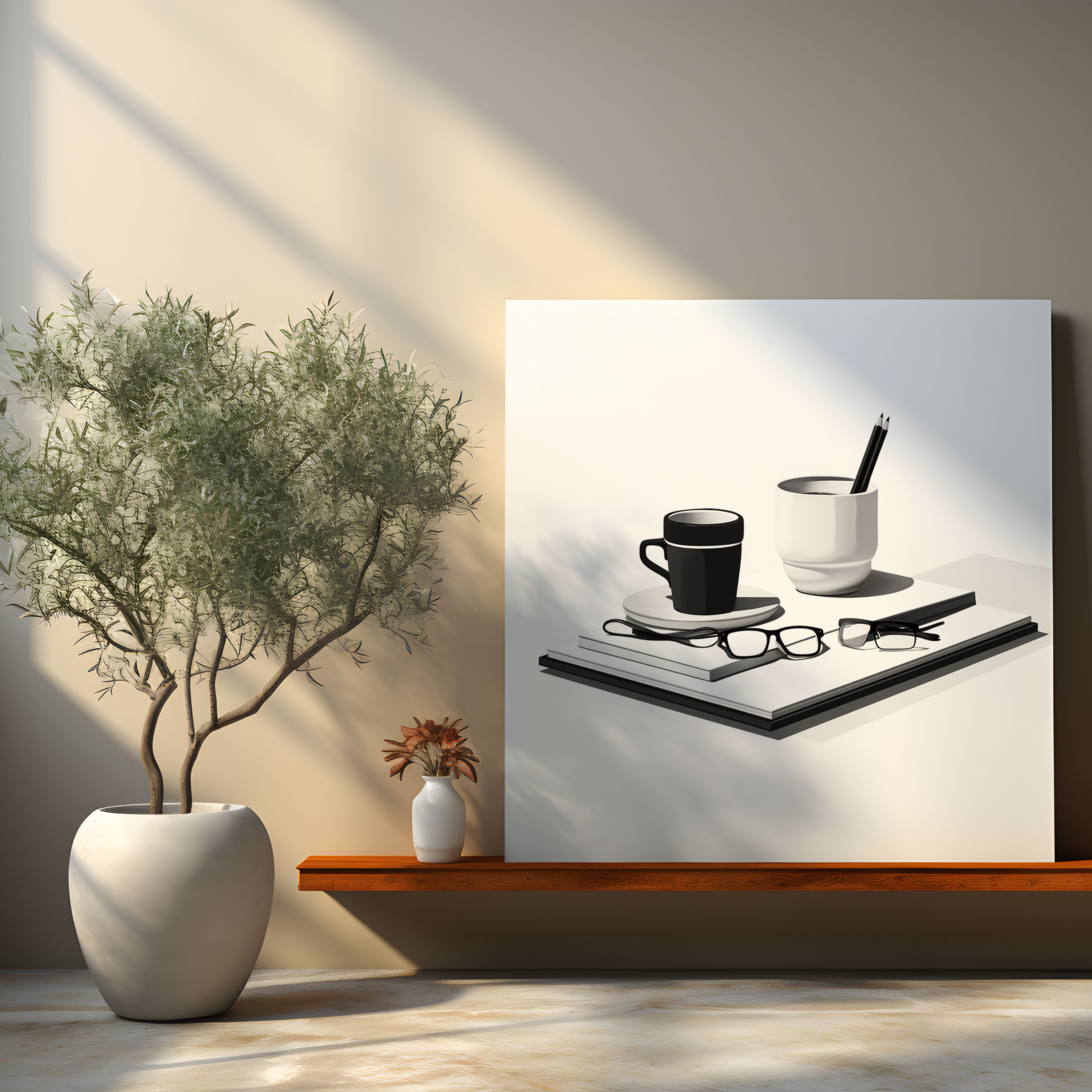 Still Life Wall Decoration - Minimalist Black And White - Canvas Print - Still Life, Modern Sophistication, Contemporary, Still Life