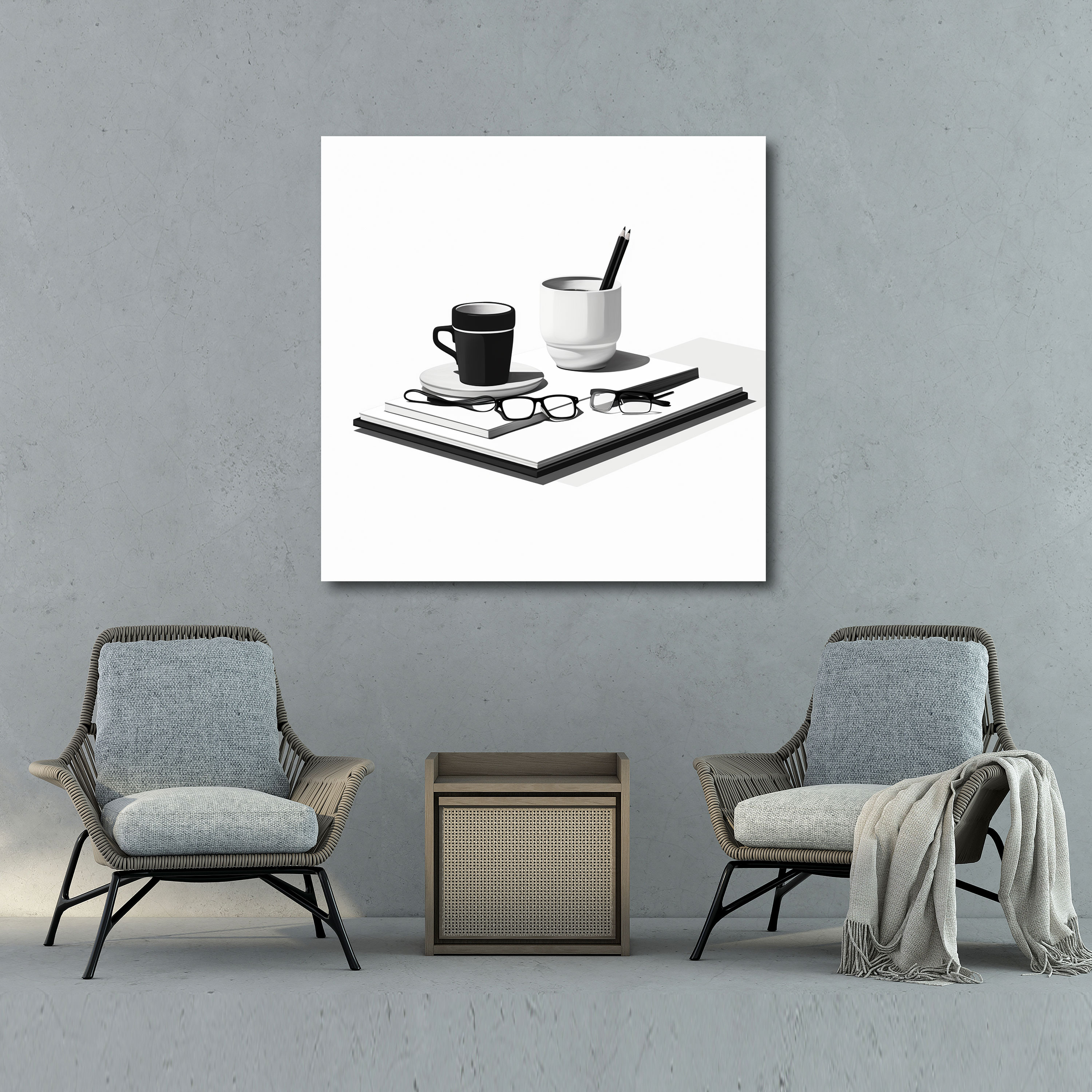 Still Life Wall Decoration - Minimalist Black And White - Canvas Print - Still Life, Modern Sophistication, Contemporary, Still Life