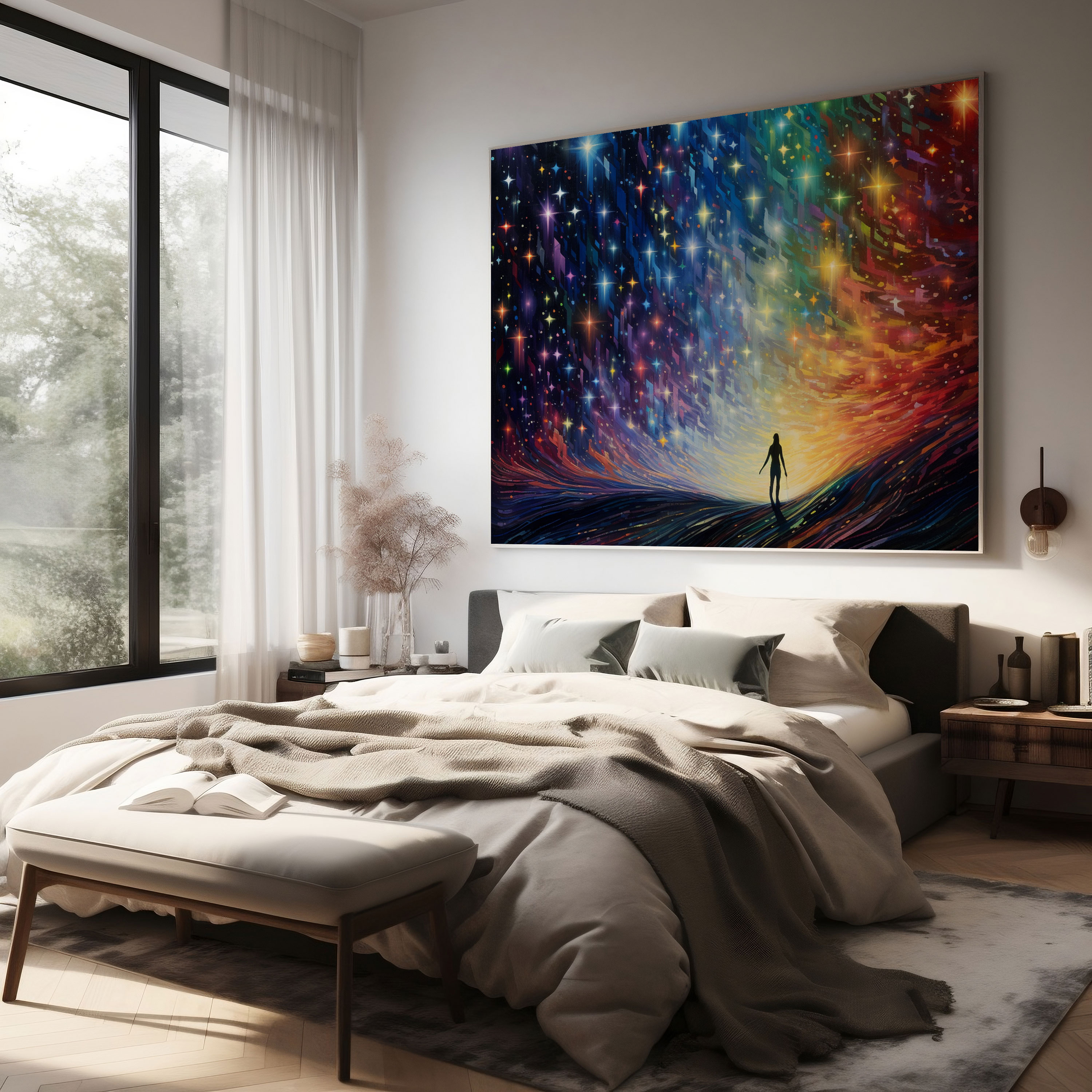 Rainbow Star Map Wall Art - Star Map, Rainbow Color Palette, Wonder And Imagination, Home Decoration