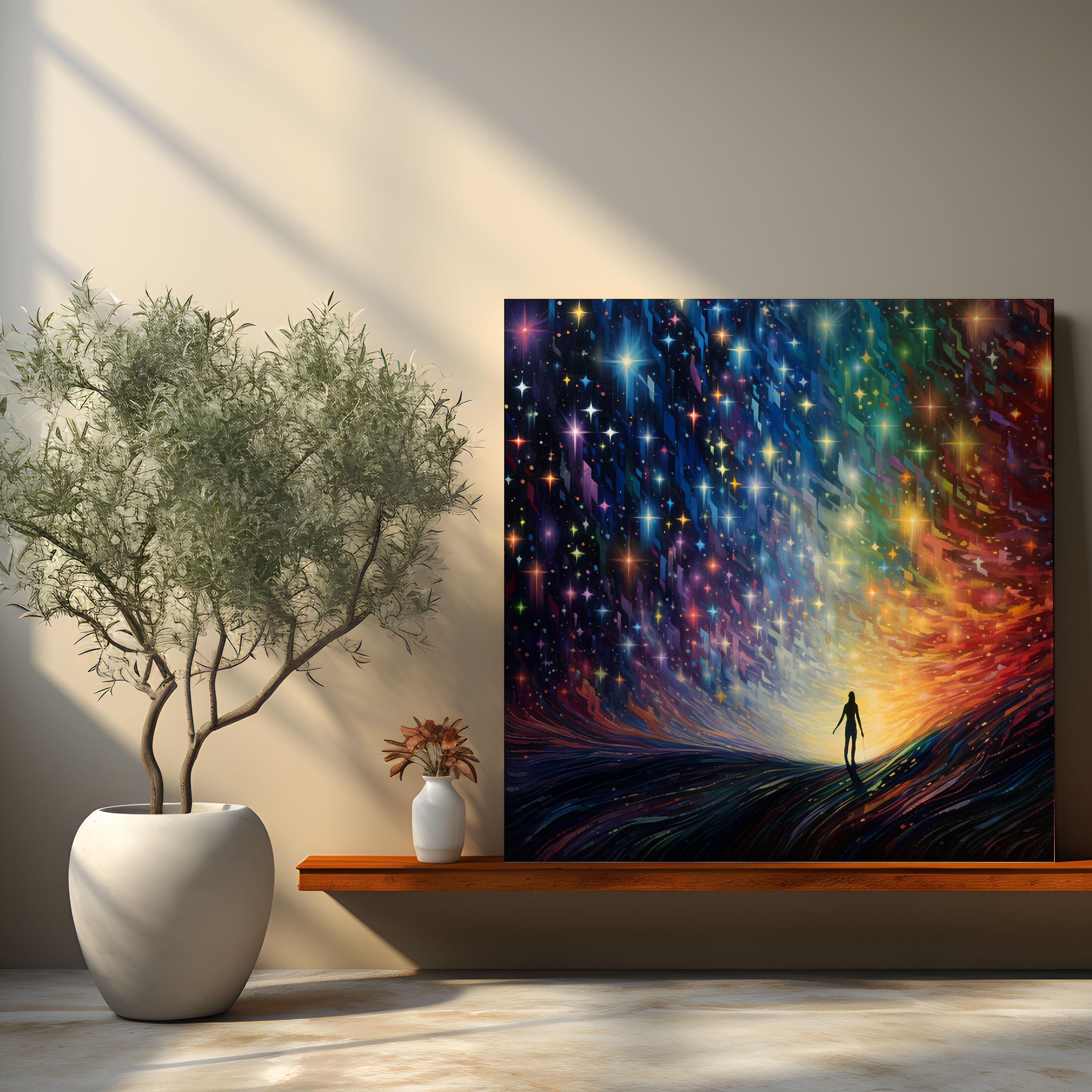 Rainbow Star Map Wall Art - Star Map, Rainbow Color Palette, Wonder And Imagination, Home Decoration