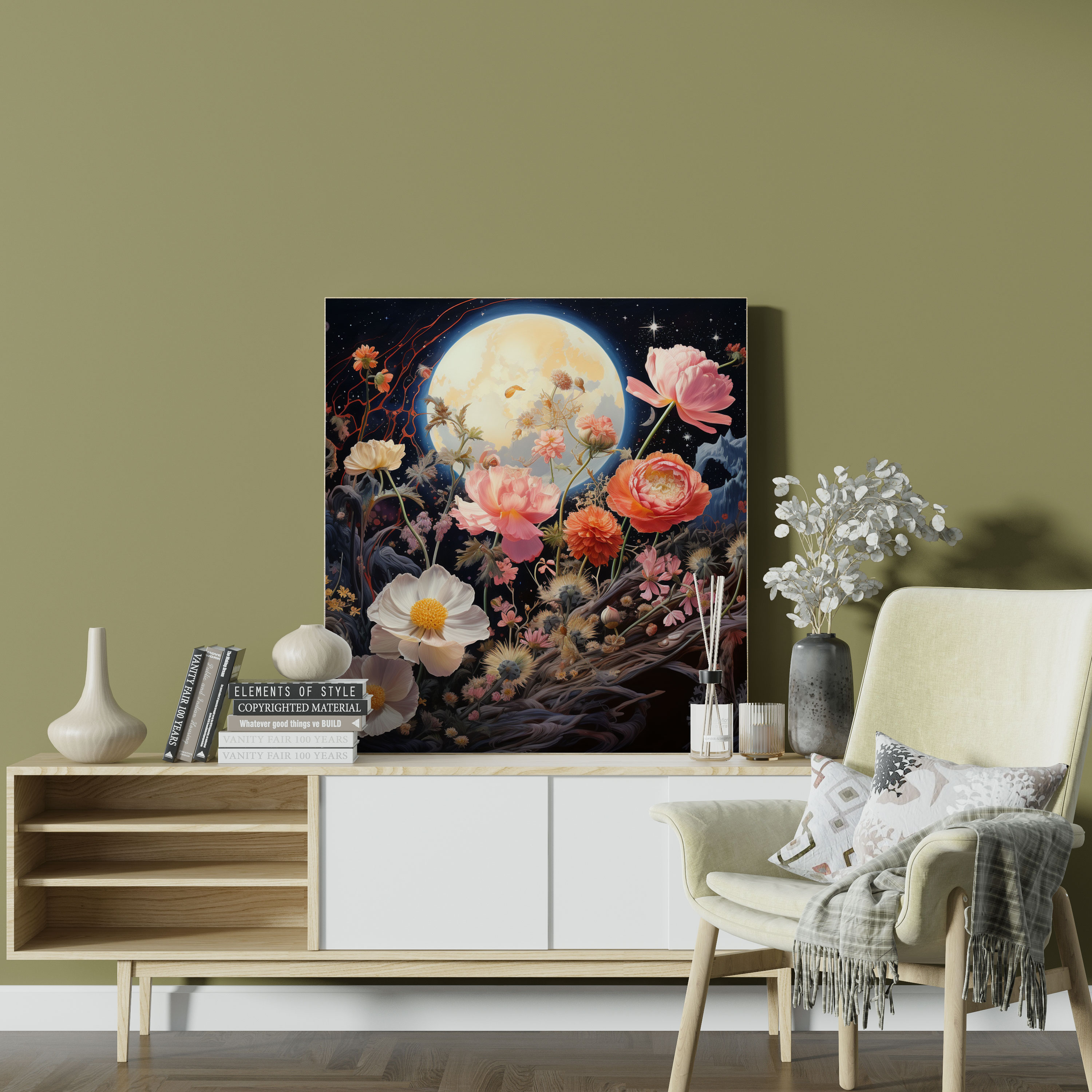 Celestial Garden Canvas Print - Star Map, Botanical Art, Wall Decoration, Celestial Garden