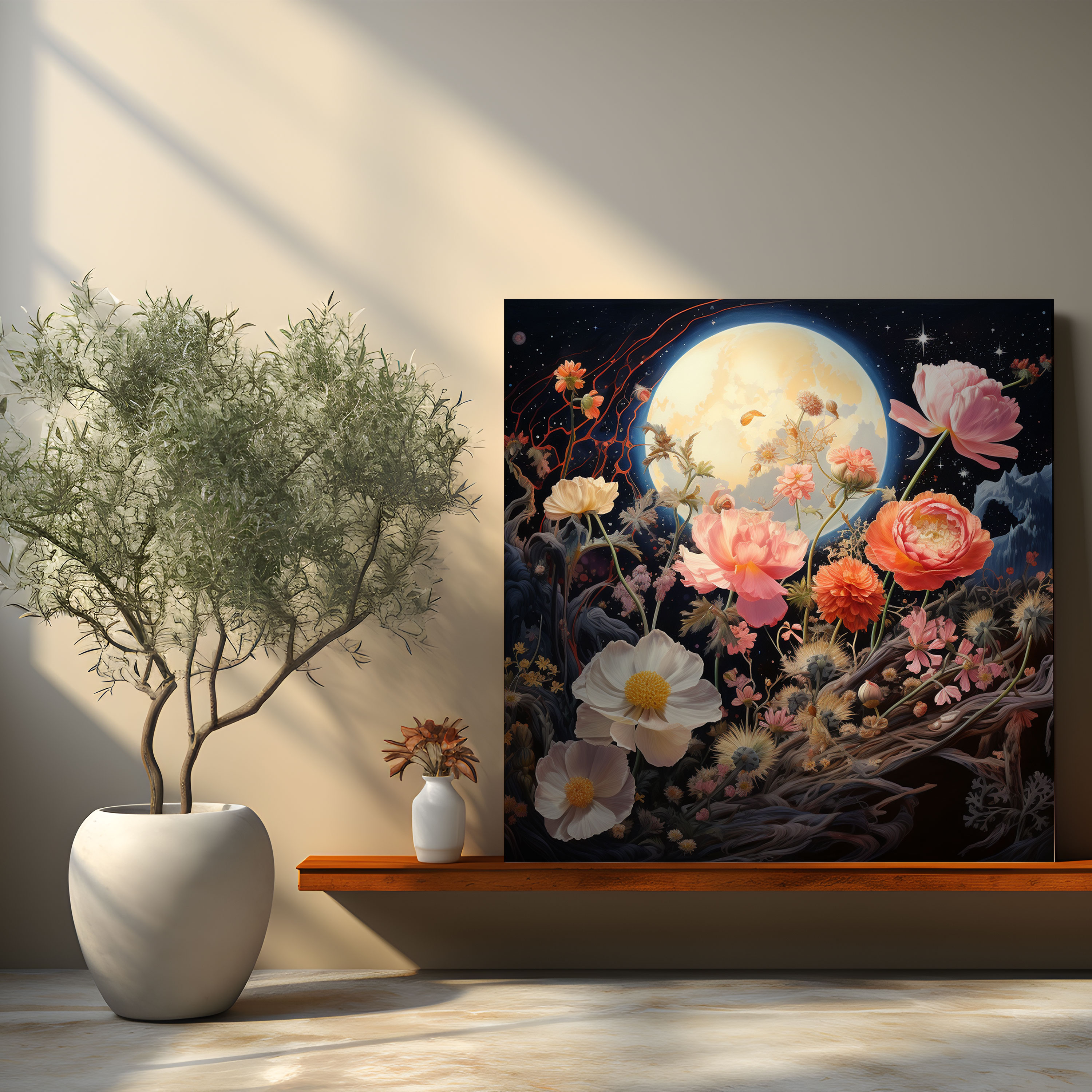 Celestial Garden Canvas Print - Star Map, Botanical Art, Wall Decoration, Celestial Garden