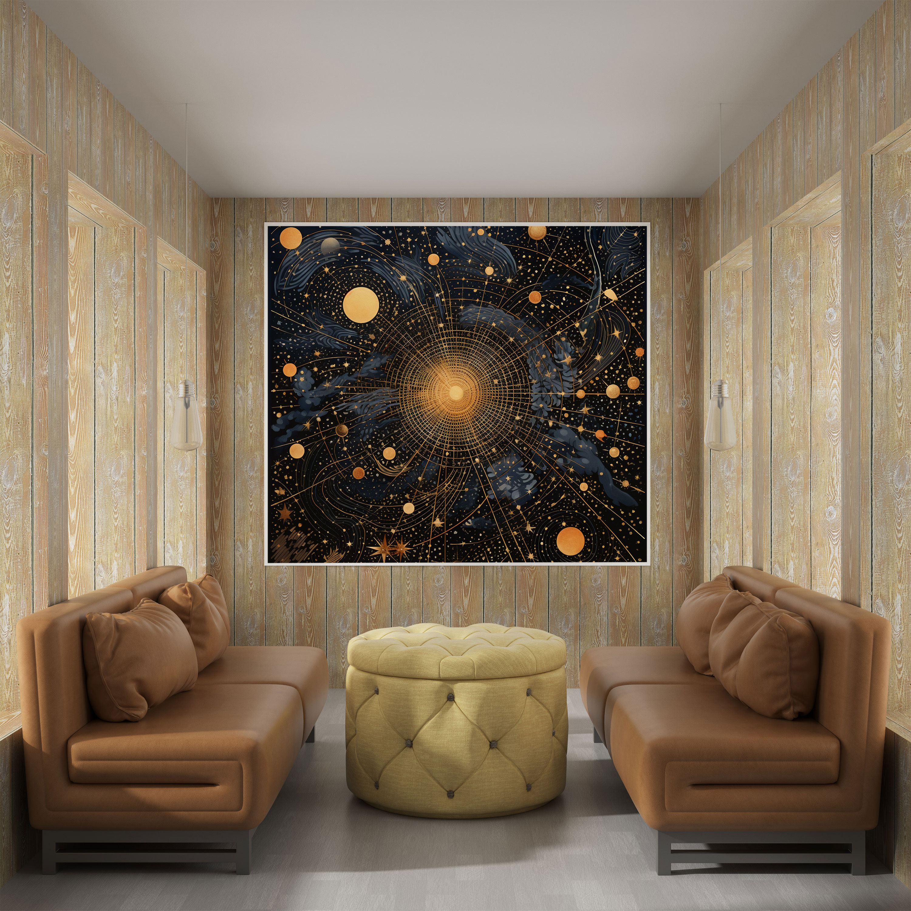 Geometric Star Map Wall Art - Star Map, Sophistication, Celestial Patterns, Wall Decoration