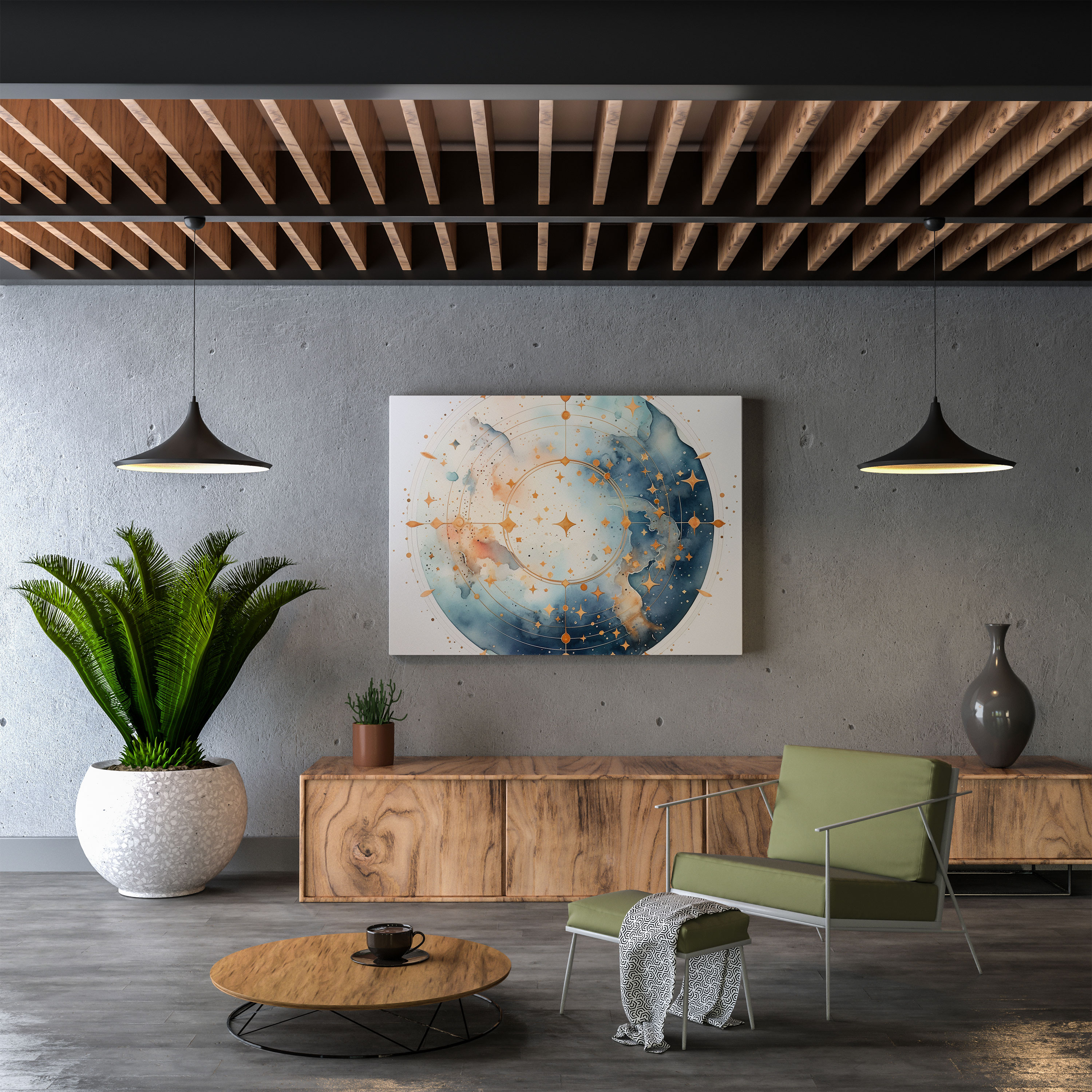 Star Map Canvas Print - Watercolor - Star Map, Celestial Map, Watercolor Painting, Constellations