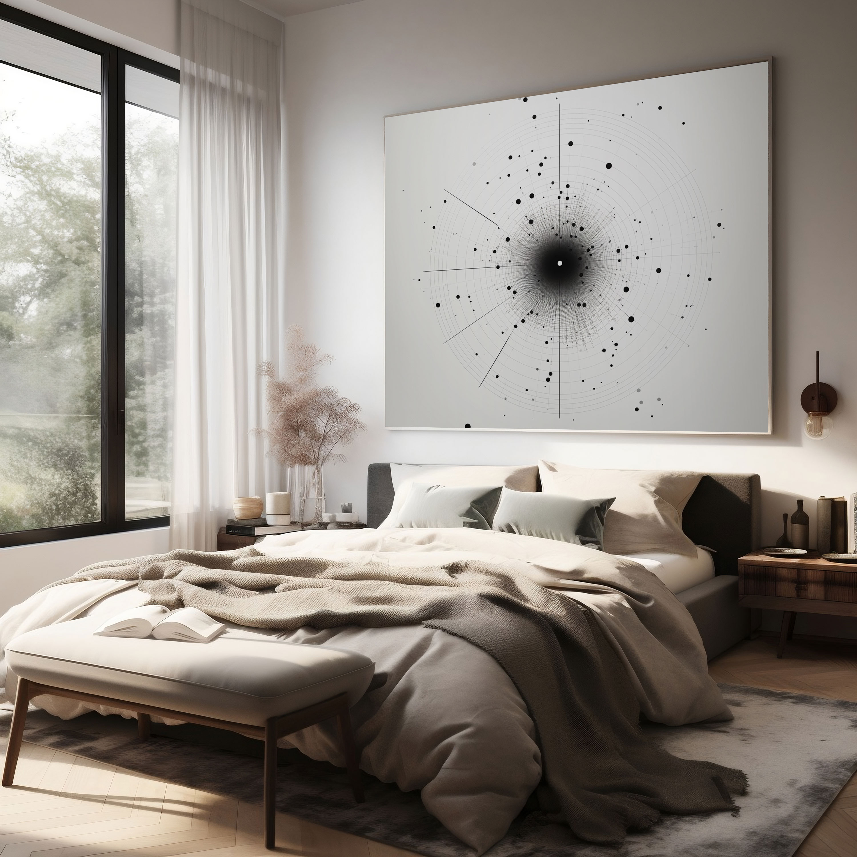 Minimalist Yıldız Haritası Duvar Sanatı - Yıldız Haritası Kanvas Tablo Yıldız Haritası Ev Dekorasyonu