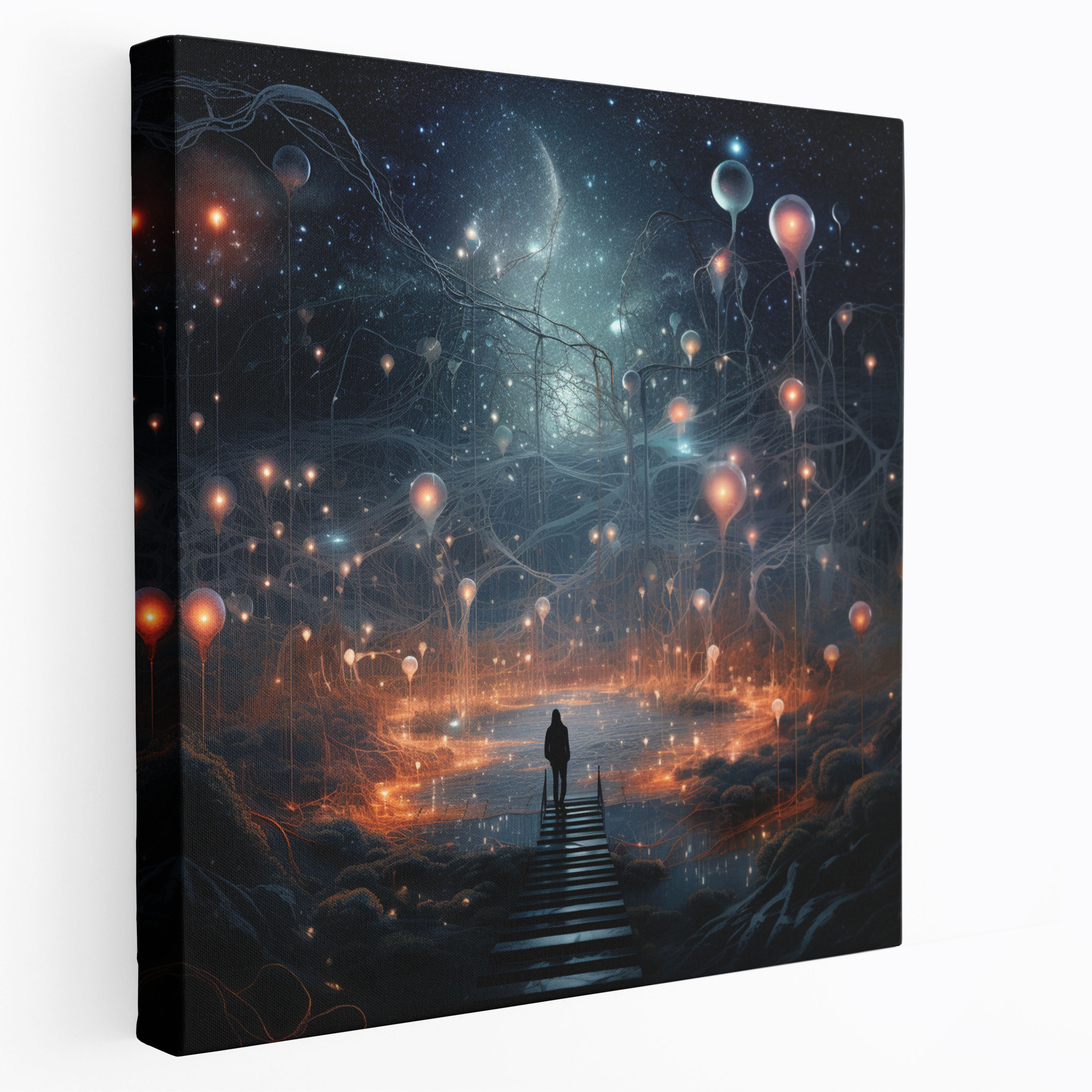 Dreamy Star Map Canvas Print - Star Map, Artistic Representation, Star Map, Surreal Atmosphere