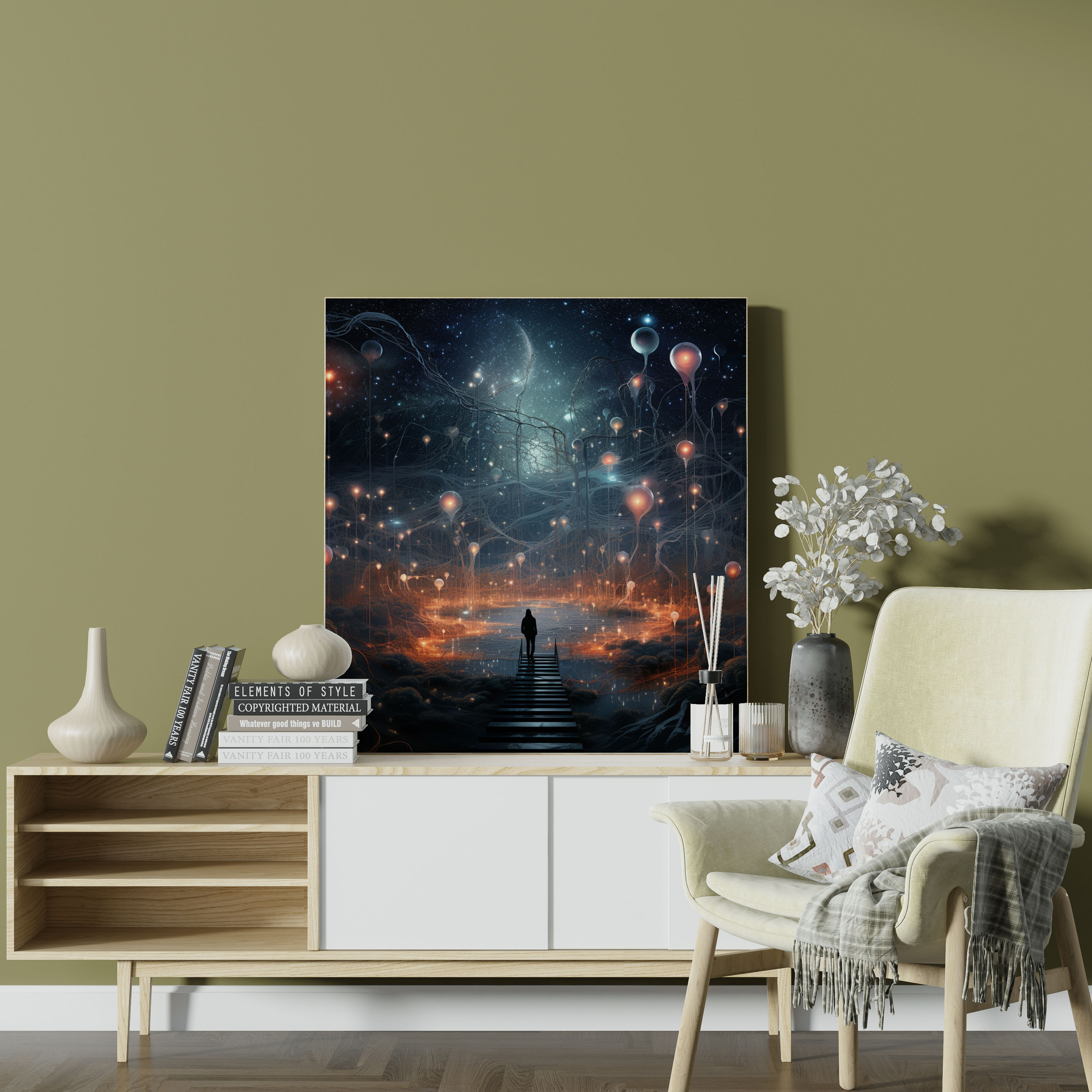 Dreamy Star Map Canvas Print - Star Map, Artistic Representation, Star Map, Surreal Atmosphere