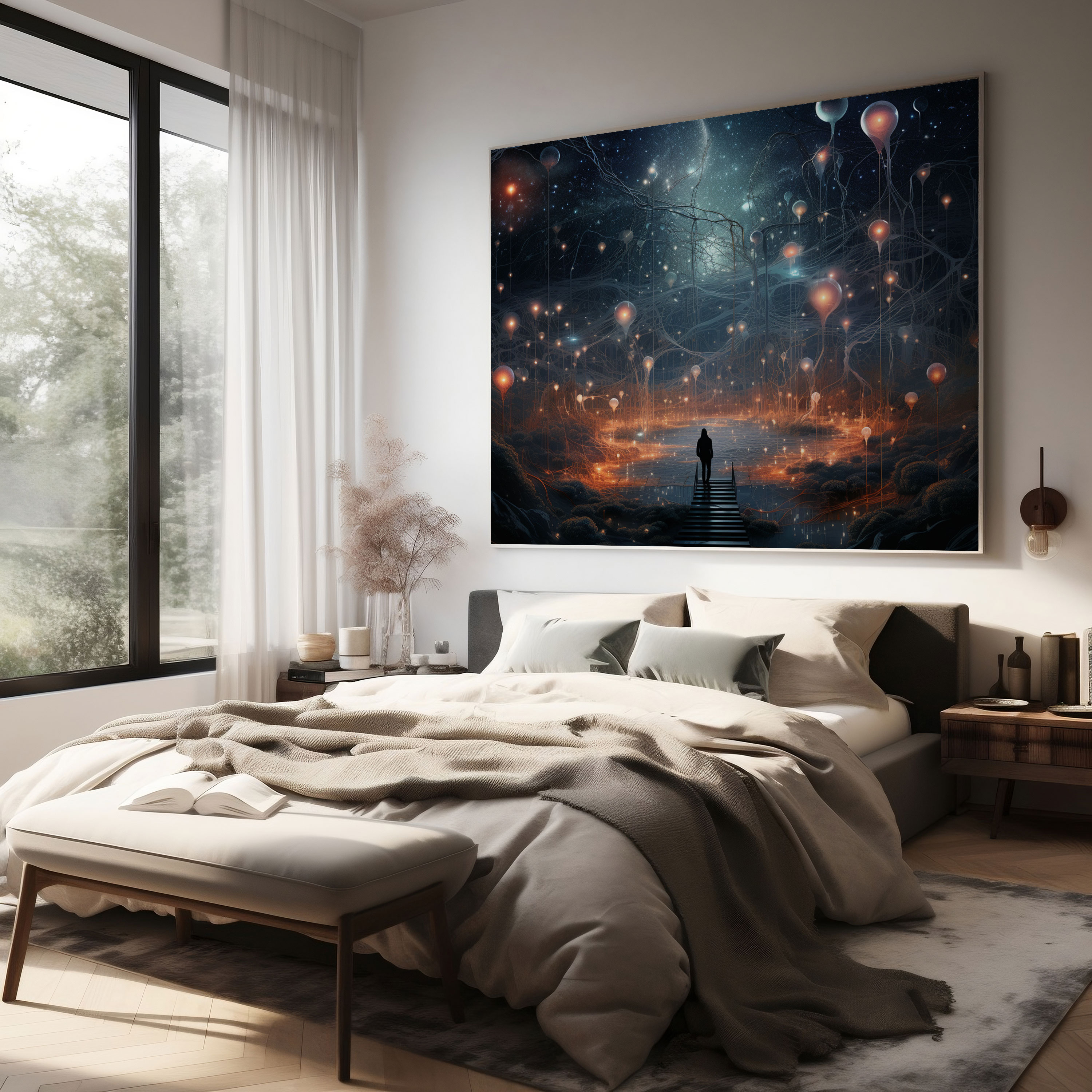 Dreamy Star Map Canvas Print - Star Map, Artistic Representation, Star Map, Surreal Atmosphere