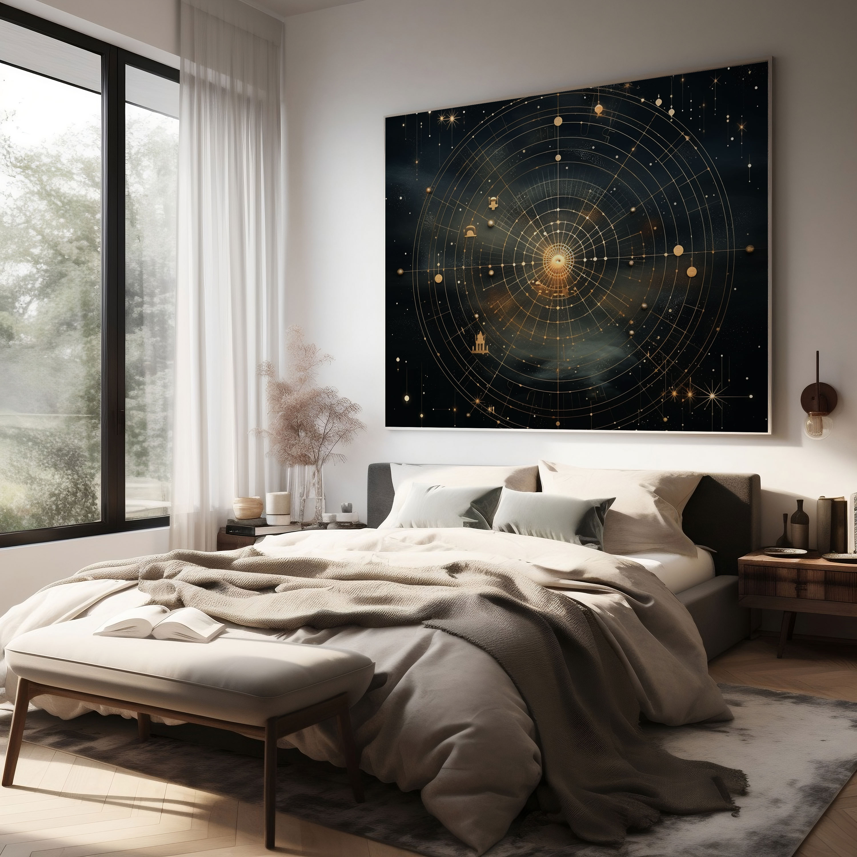 Geometric Star Map Canvas Print - Star Map, Star Map, Wall Decoration, Wall Art