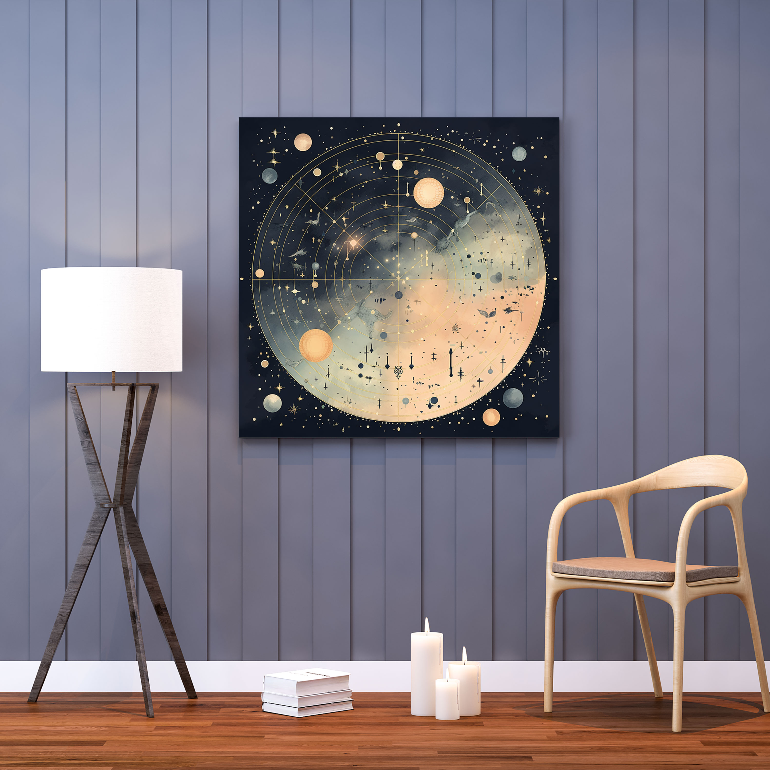 Pastel Star Map Wall Decoration - Star Map, Constellations, Pastel, Canvas Wall Art