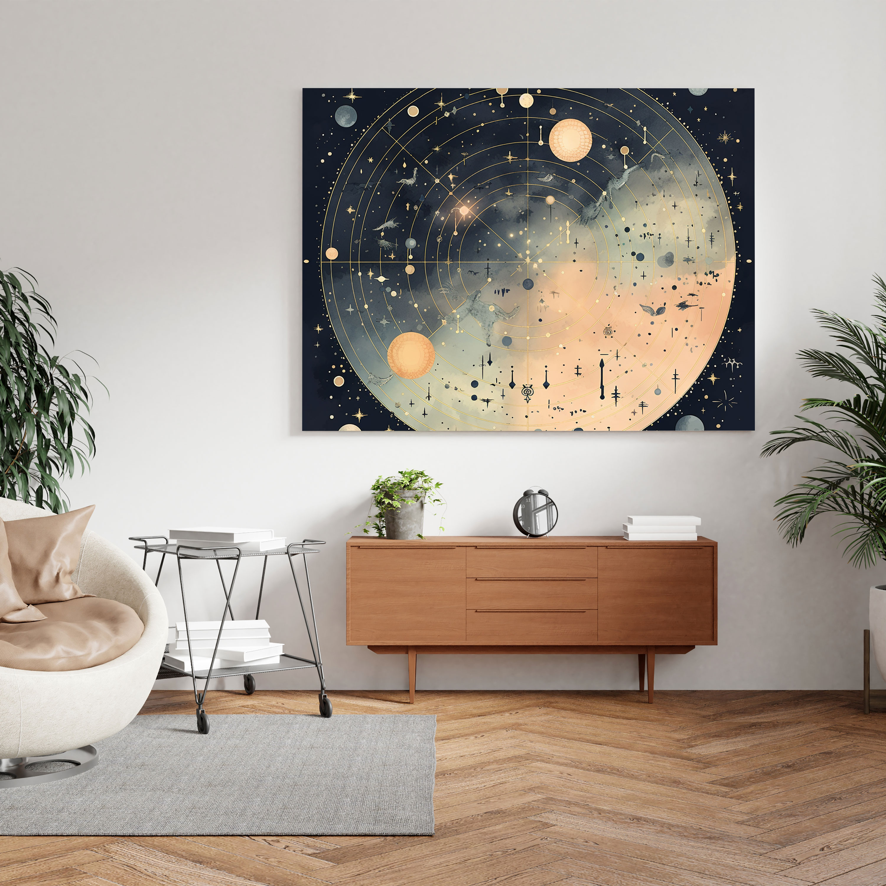 Pastel Star Map Wall Decoration - Star Map, Constellations, Pastel, Canvas Wall Art