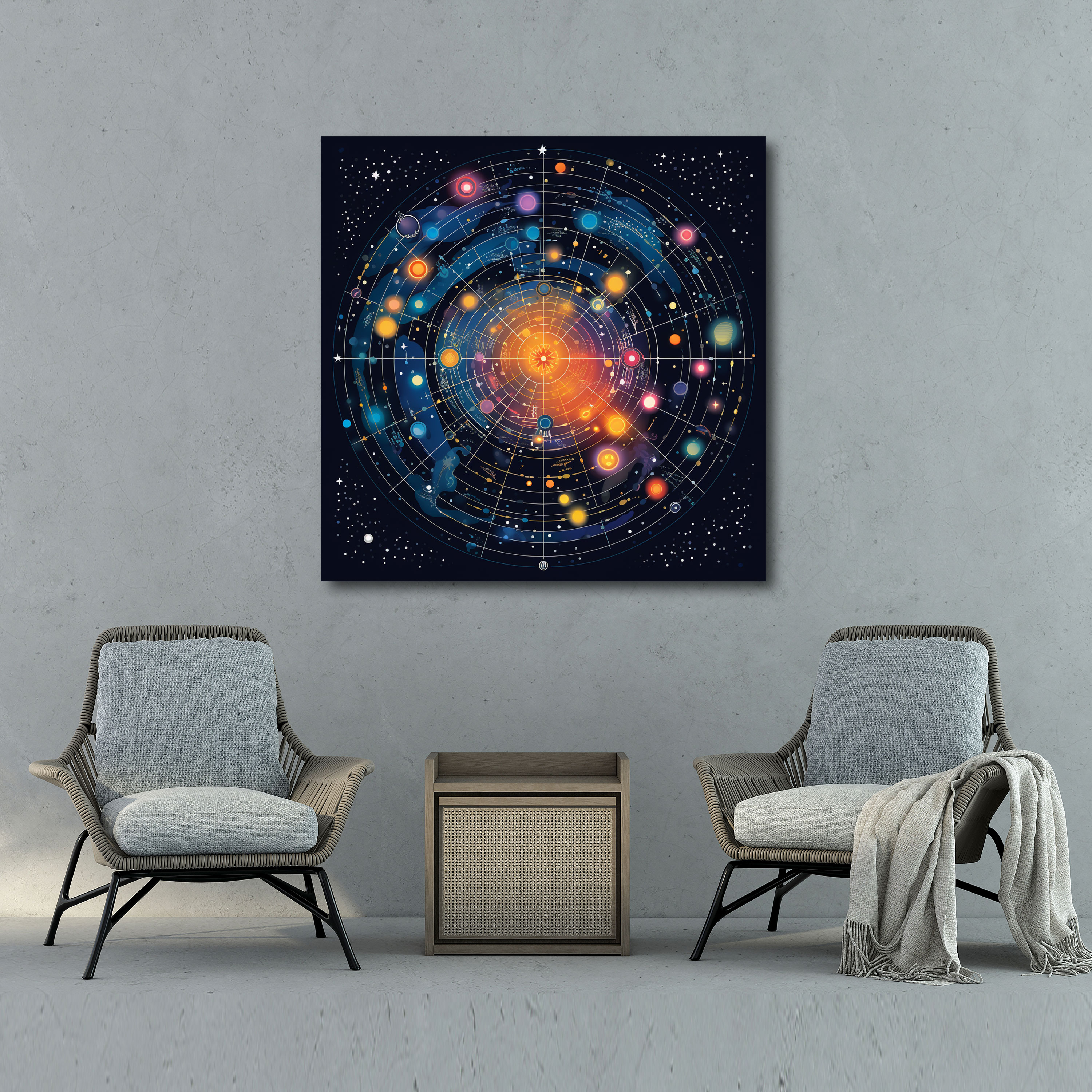 Pop Art Star Map Canvas Print - Star Map, Vibrant, Wall Decoration, Canvas