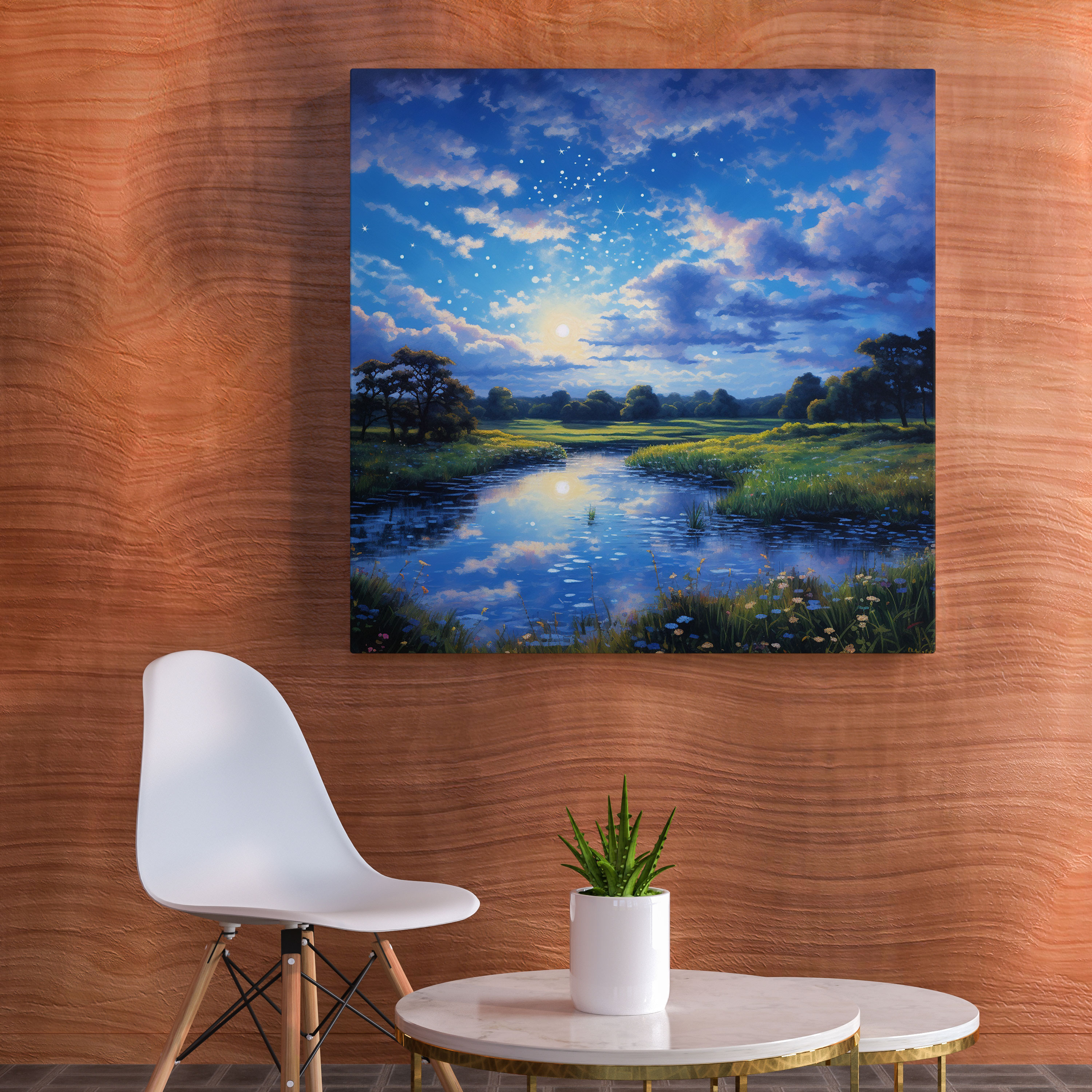 Starlit Countryside Canvas Print - Star Map, Home Decoration, Wall Decoration, Peaceful