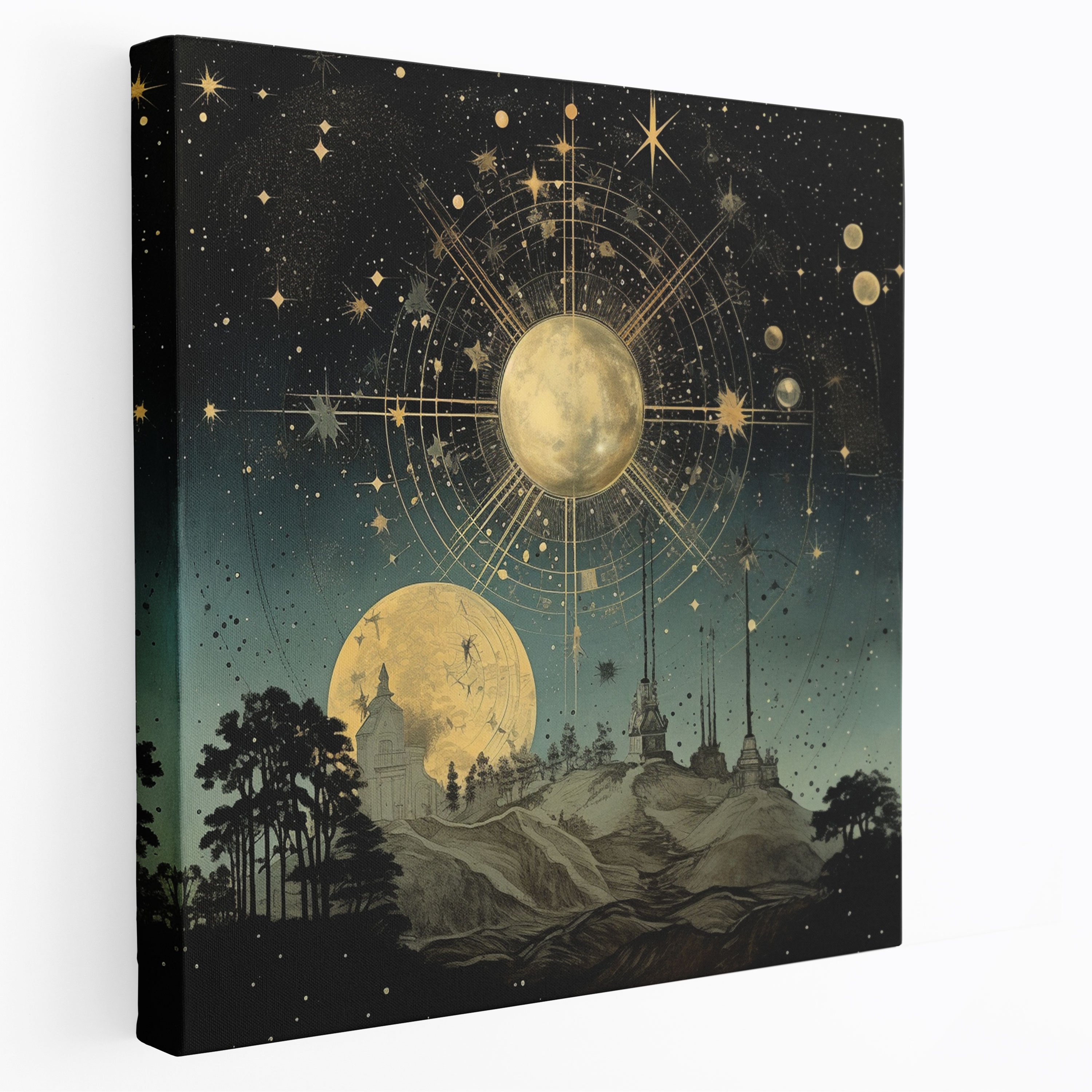Vintage Star Map Collage Canvas Print - Star Map, Canvas, Nostalgic, Canvas Wall Art