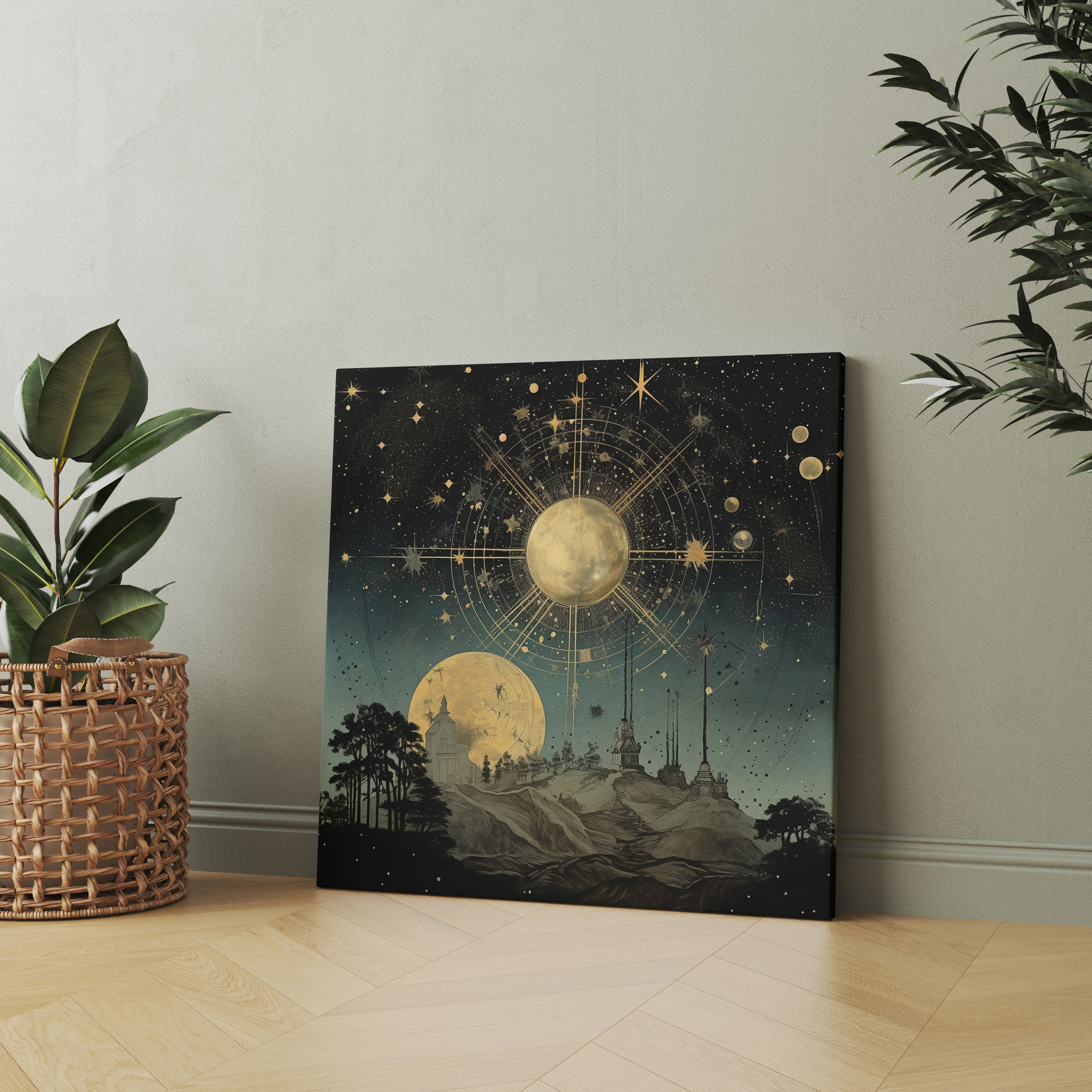 Vintage Star Map Collage Canvas Print - Star Map, Canvas, Nostalgic, Canvas Wall Art