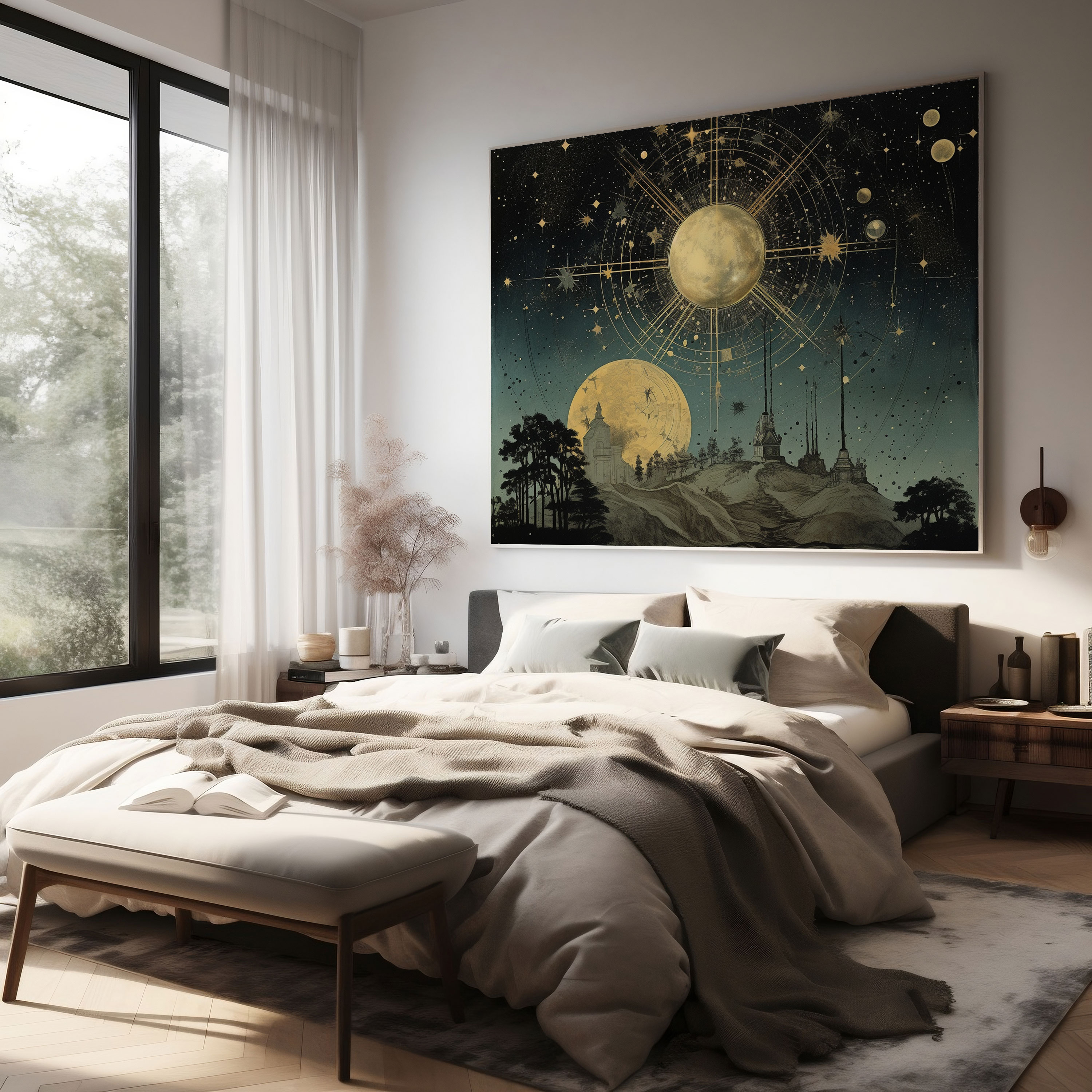 Vintage Star Map Collage Canvas Print - Star Map, Canvas, Nostalgic, Canvas Wall Art