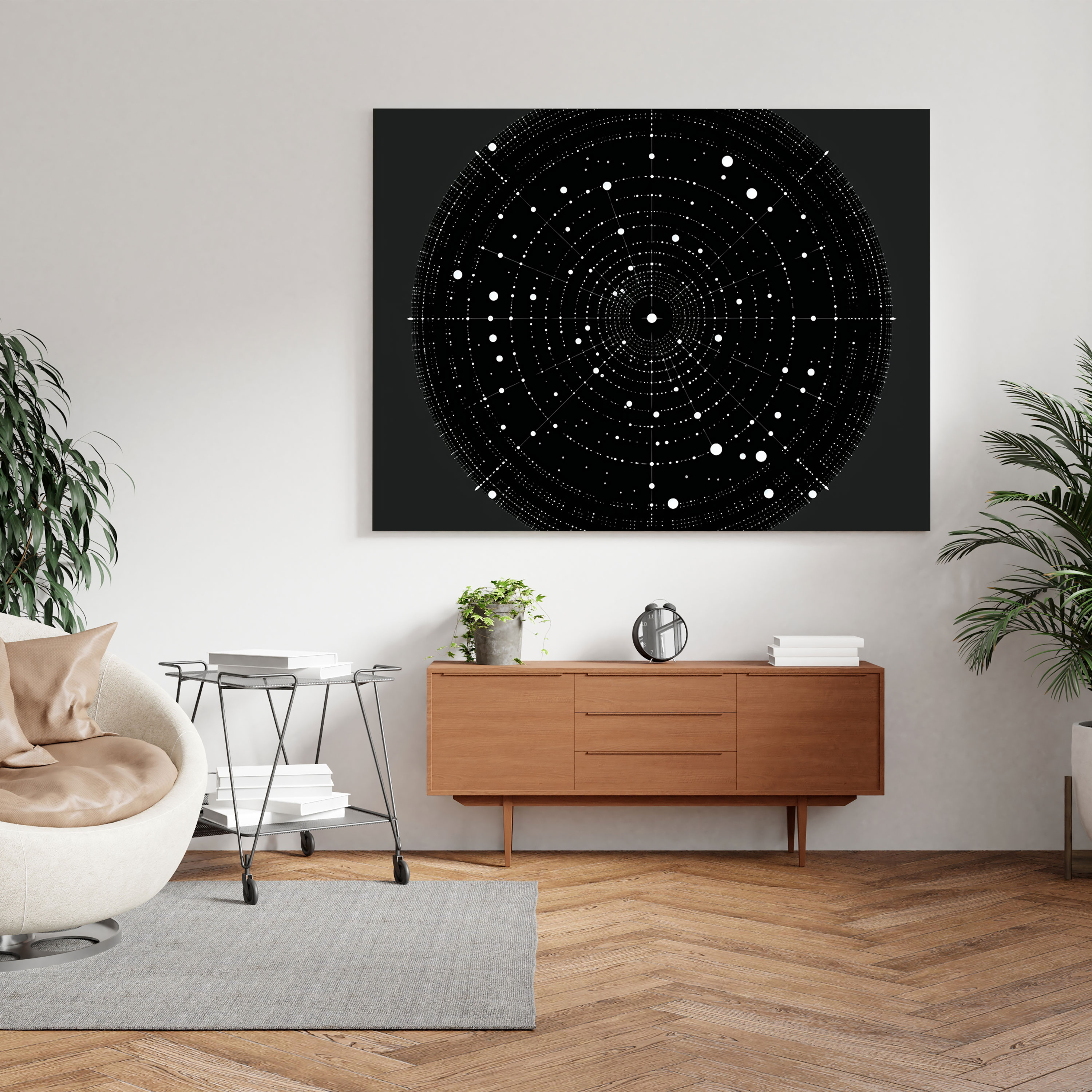 Minimalist Yıldız Haritası Kanvas Tablo - Yıldız Haritası Modern Duvar Dekorasyonu