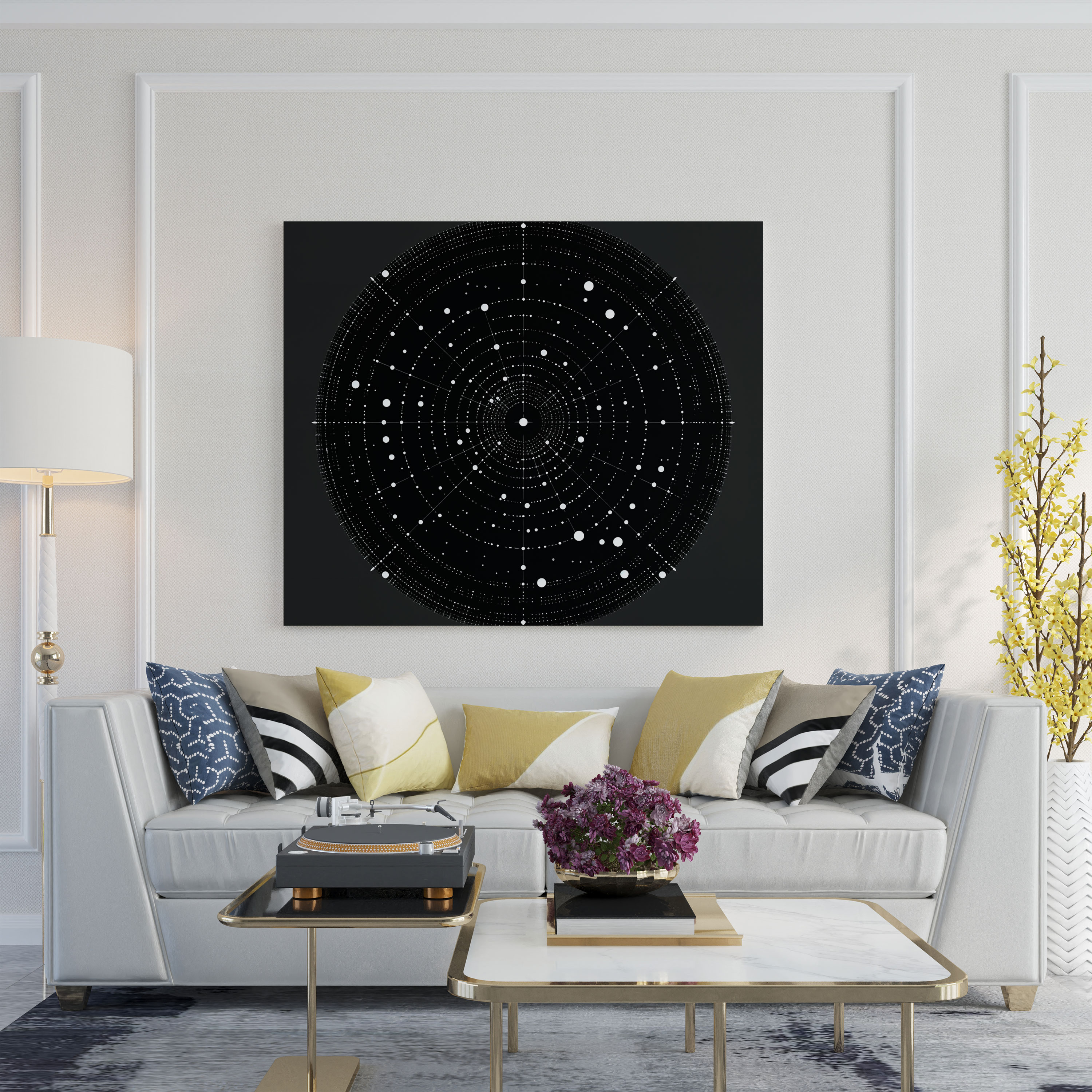 Minimalist Yıldız Haritası Kanvas Tablo - Yıldız Haritası Modern Duvar Dekorasyonu