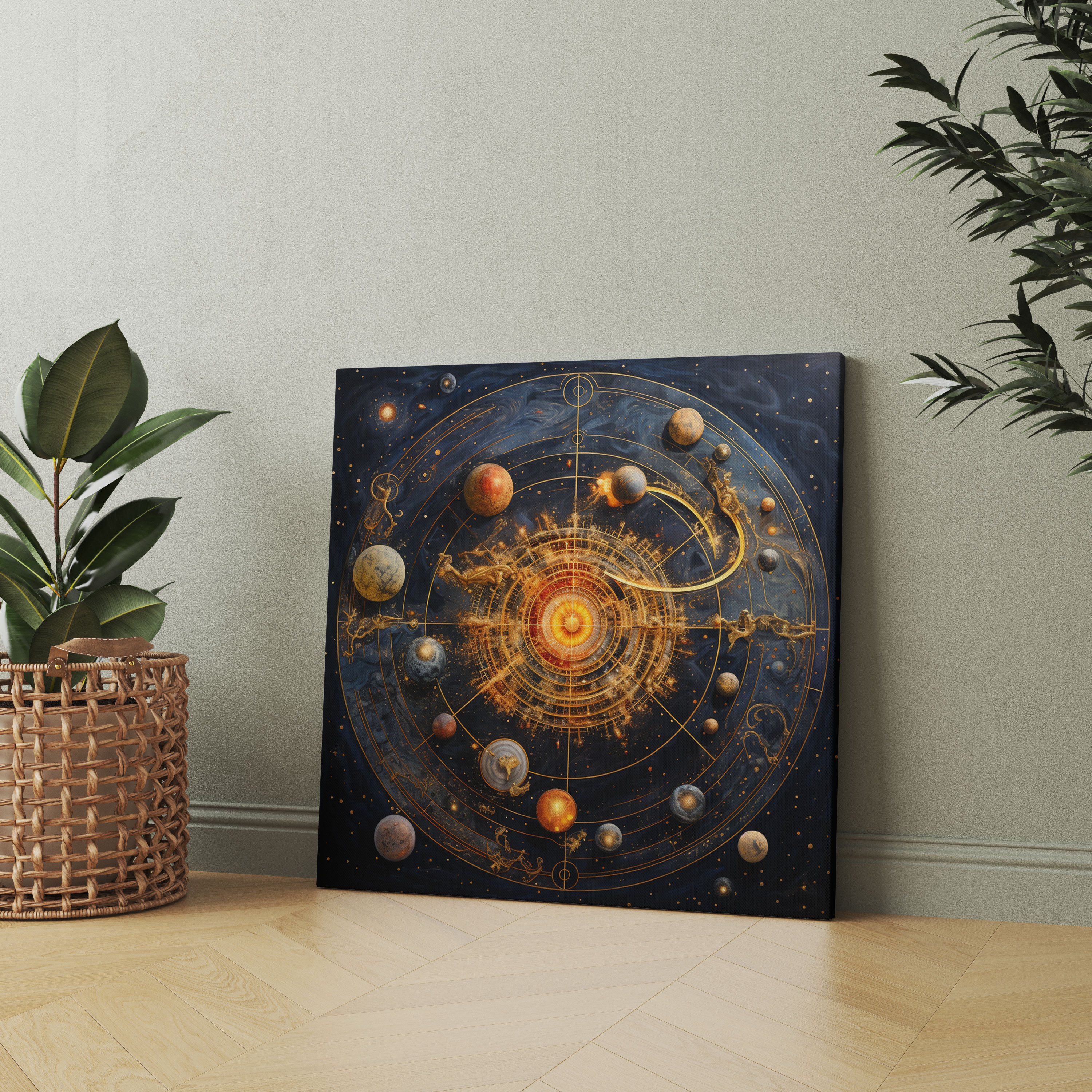 Astronomik Yıldız Haritası Kanvas Tablo - Yıldız Haritası Canlı Renkler Duvar Dekorasyonu