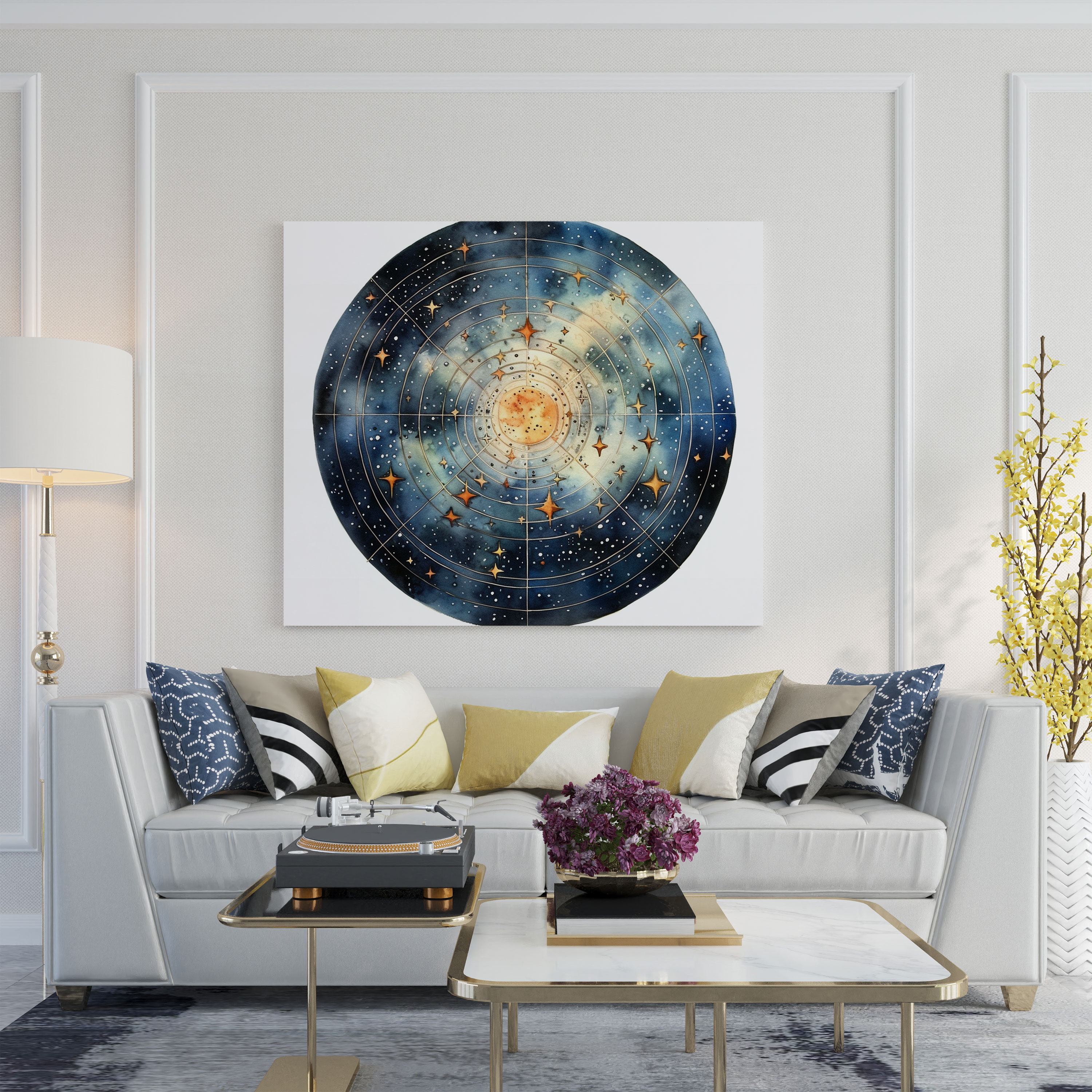Detailed Star Map Wall Decoration - Star Map, Realistic Watercolor Painting, Detailed Star Map, Intricate Details