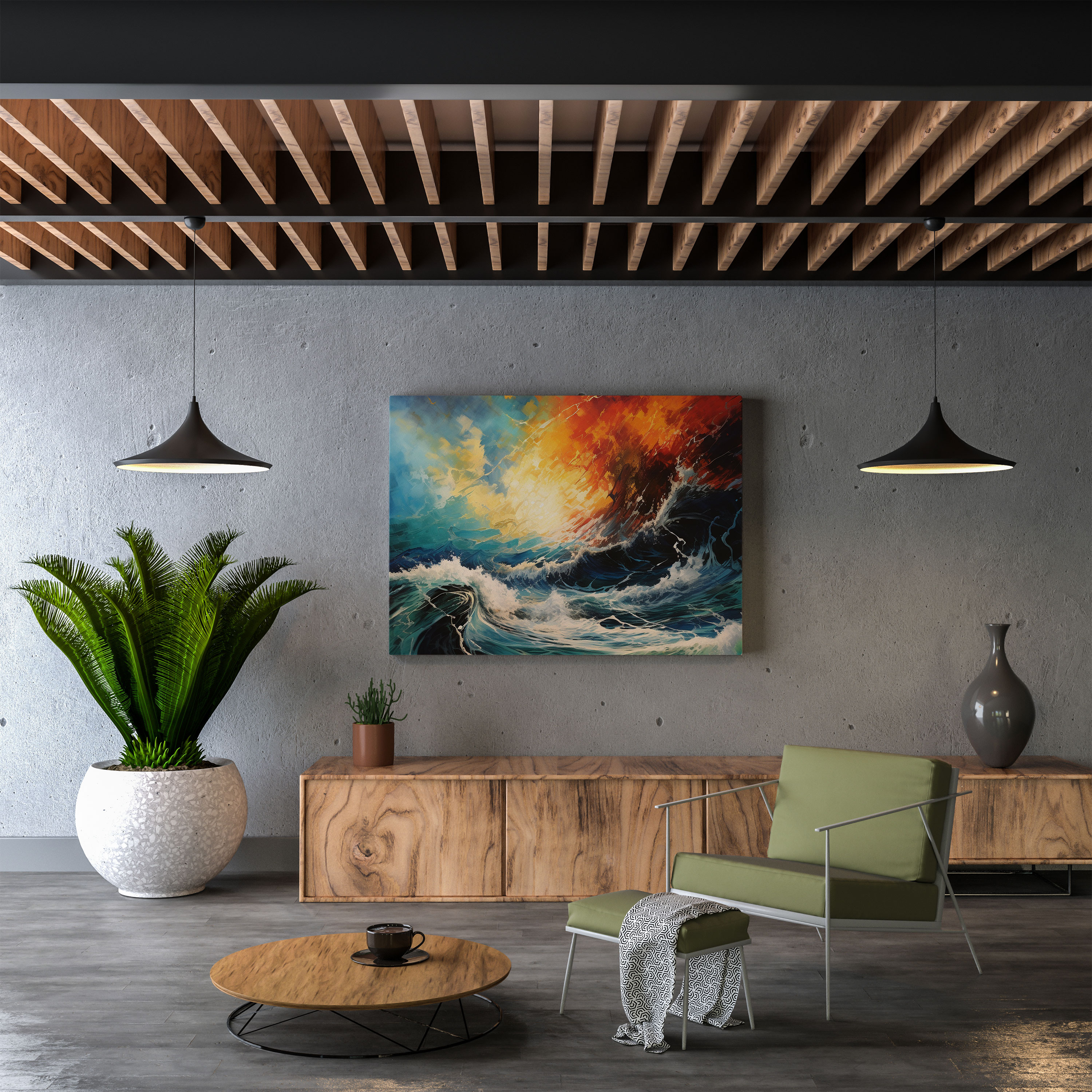 Stormy Abstract Canvas Print - Storm, Storm, Bold Colors, Abstract Painting