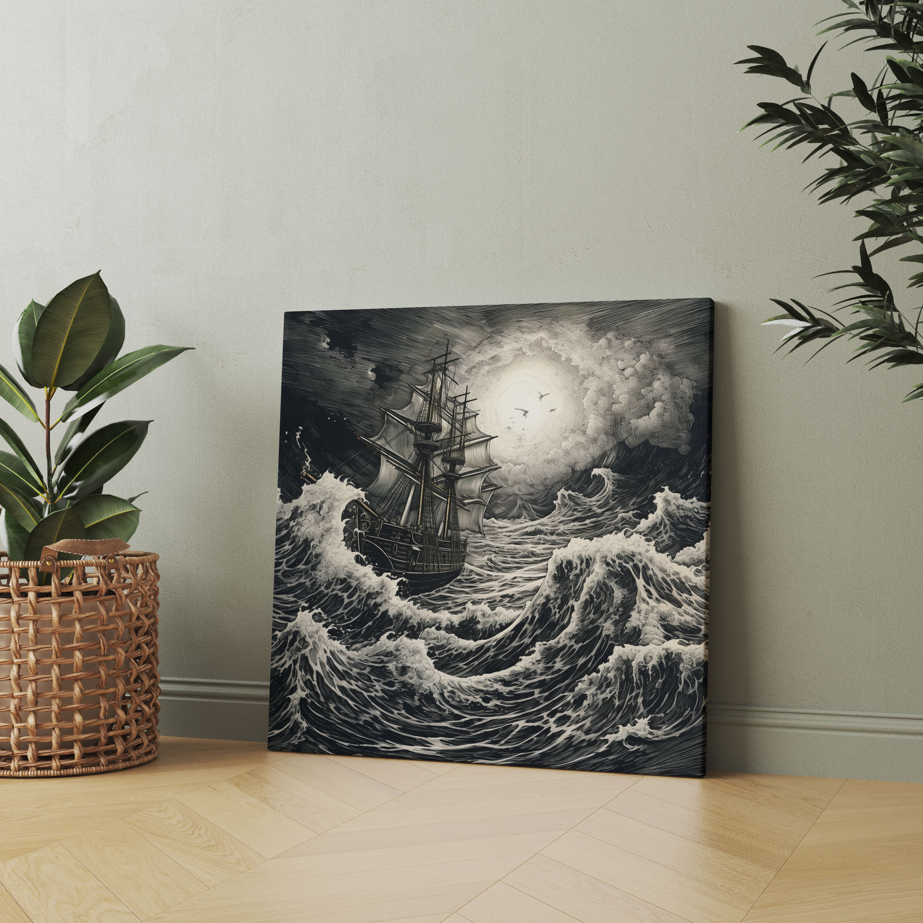 Storm Canvas Print - Storm, Home Decoration, Crashing Waves, Stormy Sea