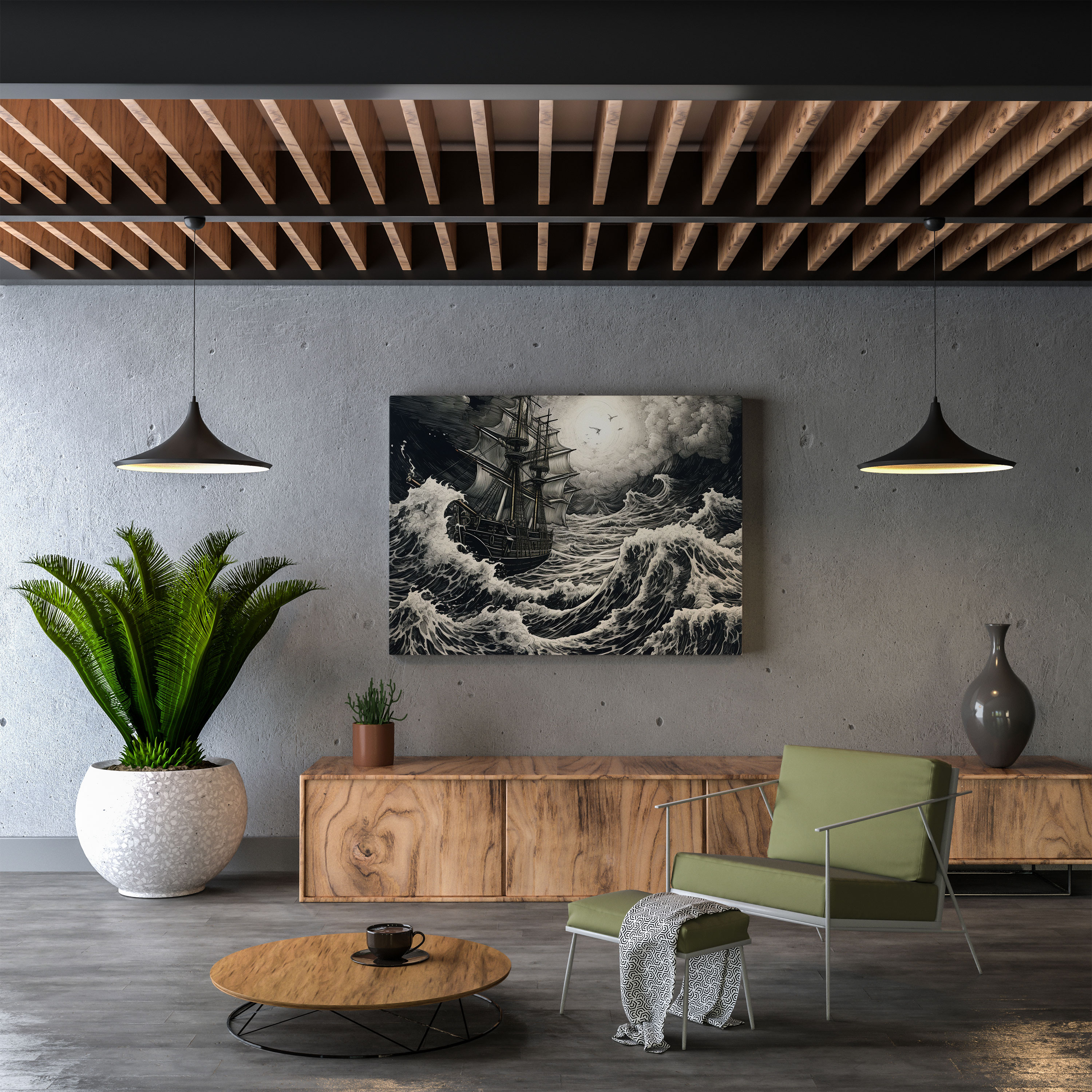 Storm Canvas Print - Storm, Home Decoration, Crashing Waves, Stormy Sea