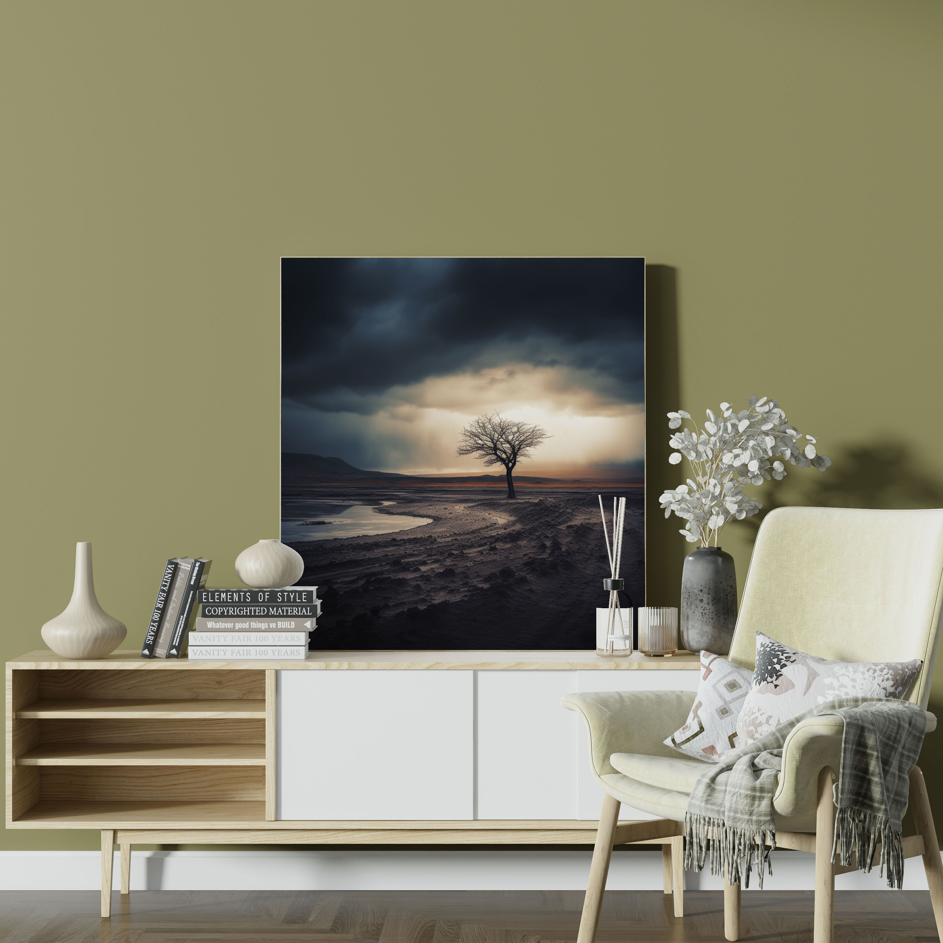 Solitary Strength Canvas Print - Storm, High Quality Canvas Print, Solitary Strength Home Decoration, Lone Tree Wall Decoration