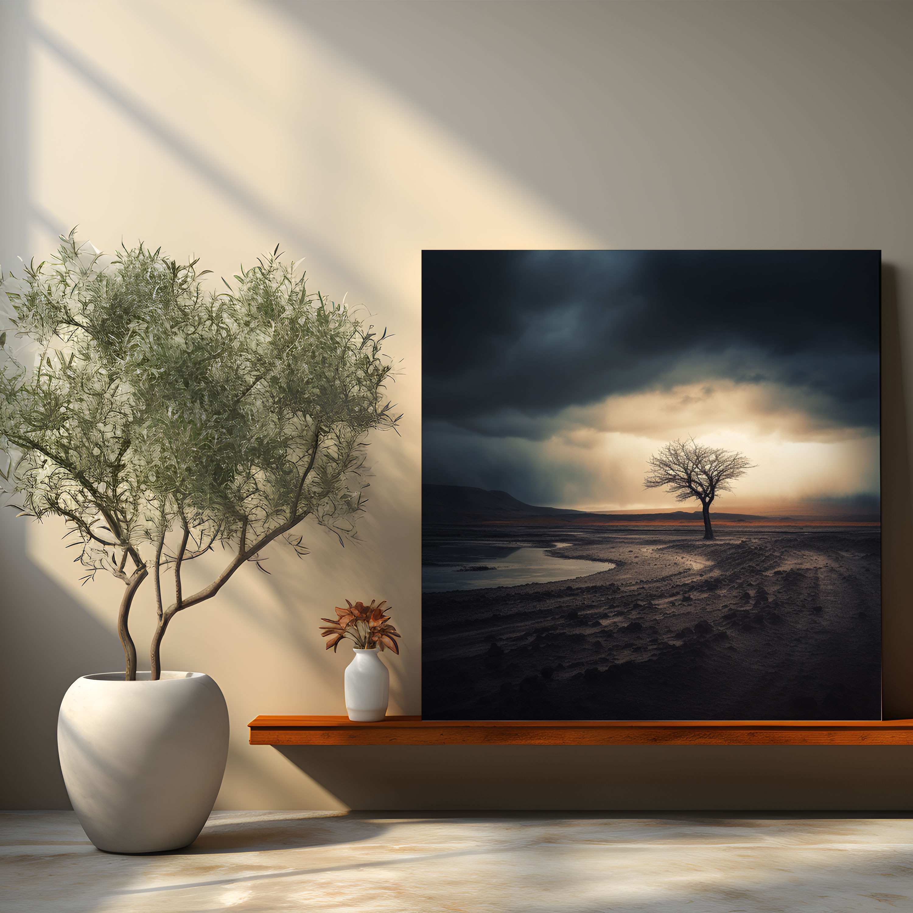 Solitary Strength Canvas Print - Storm, High Quality Canvas Print, Solitary Strength Home Decoration, Lone Tree Wall Decoration