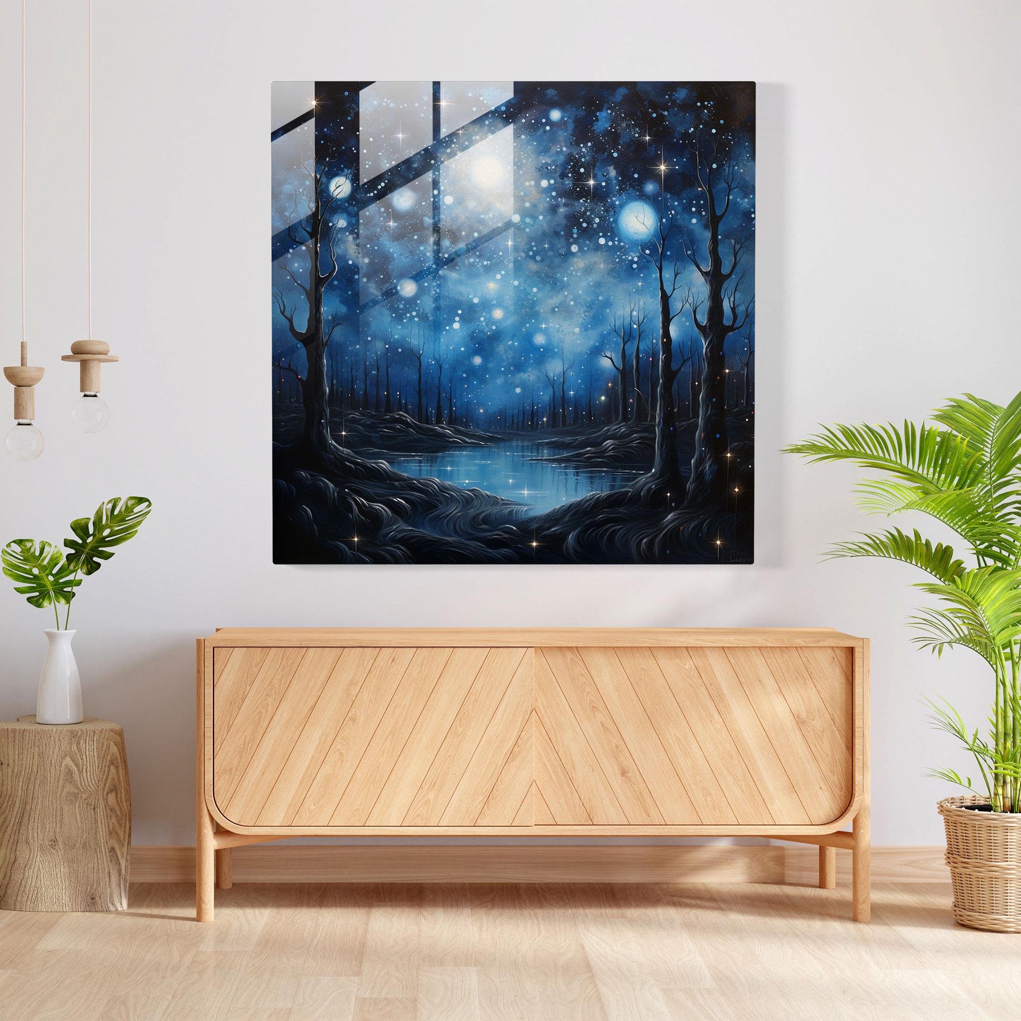 Ethereal Night Sky Glass Print - Spiritual, Spiritual, Celestial Night Sky, Glass Wall Art
