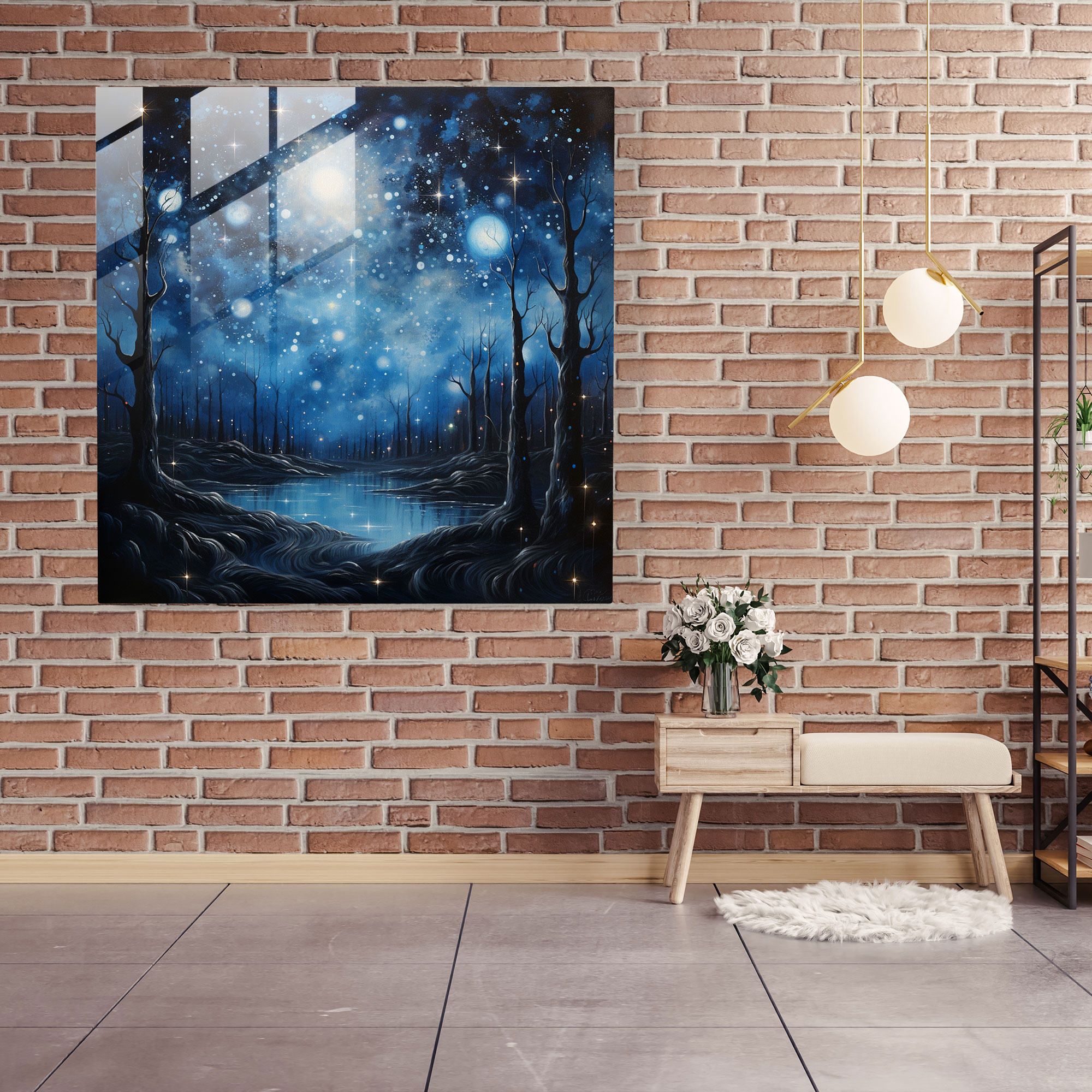 Ethereal Night Sky Glass Print - Spiritual, Spiritual, Celestial Night Sky, Glass Wall Art