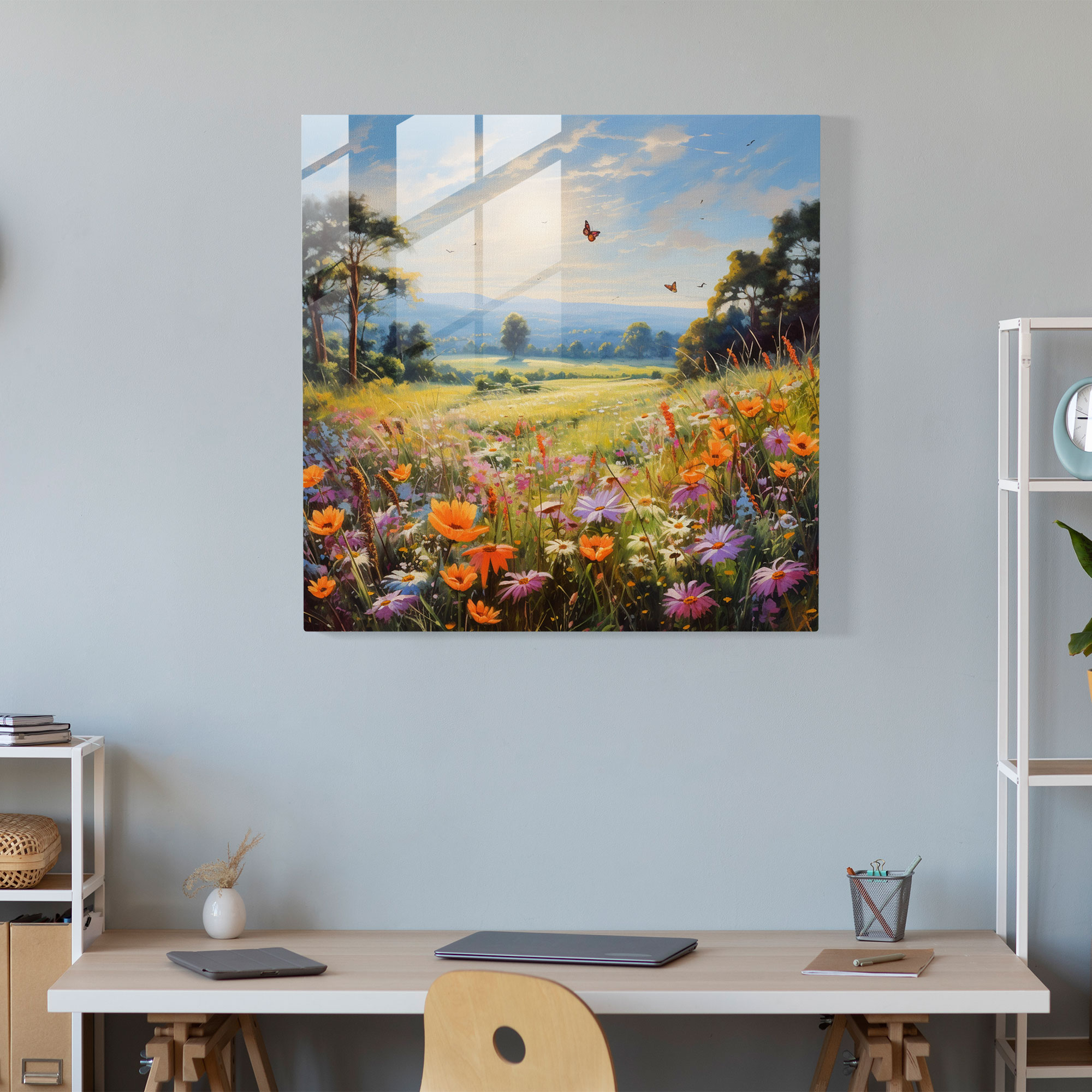 Sunlit Meadow Glass Print - Spiritual, Sunlit Meadow, Glass Art, Glass Wall Art