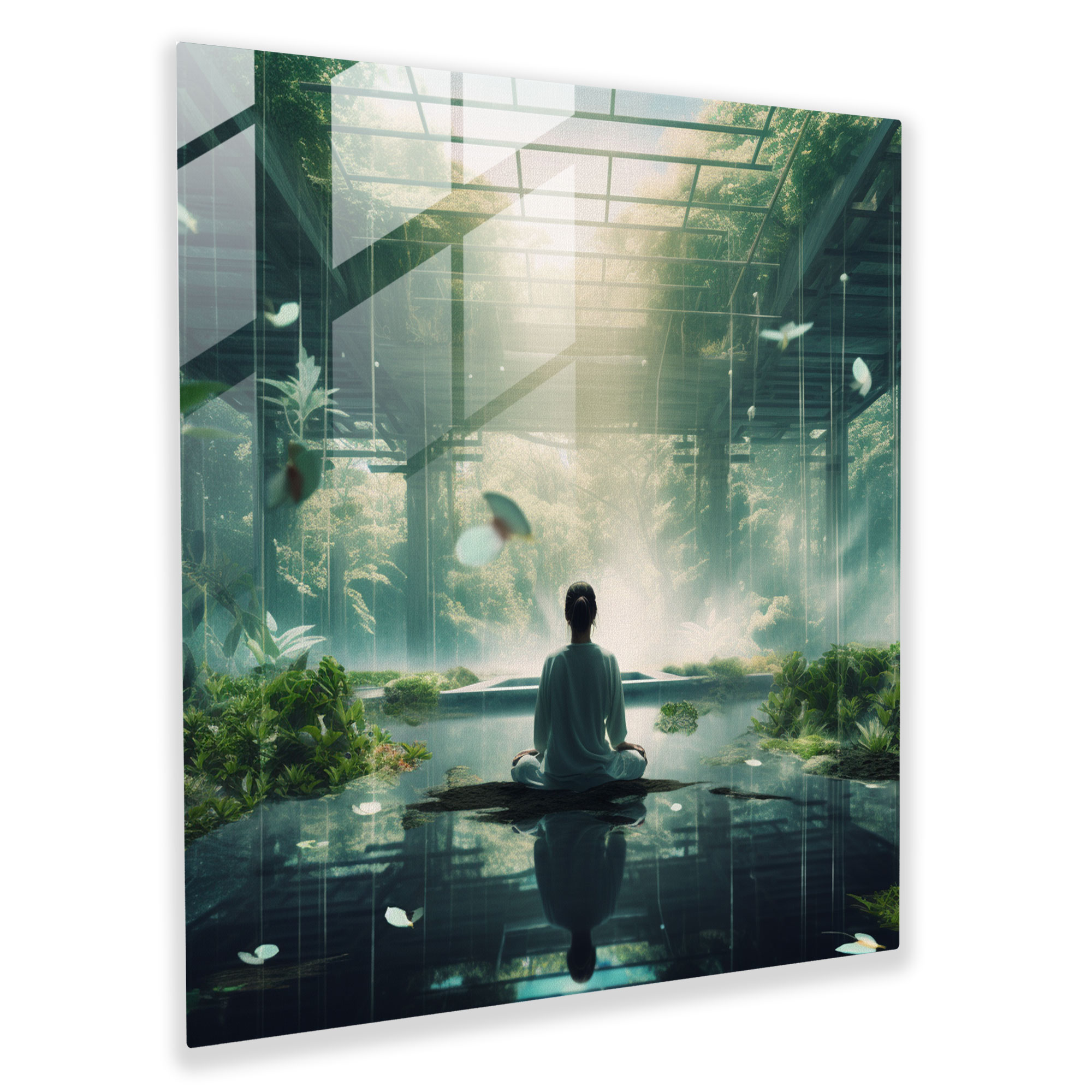 Ethereal Meditation Glass Print - Spiritual, Glass Wall Art, Wall Decoration, Modern Art