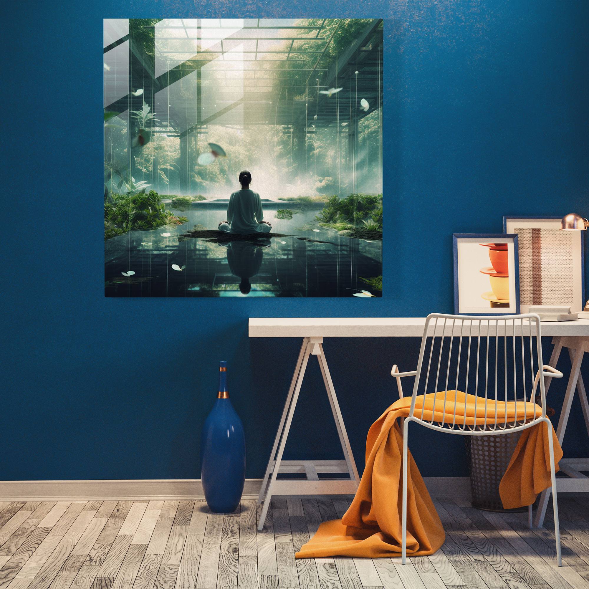 Ethereal Meditation Glass Print - Spiritual, Glass Wall Art, Wall Decoration, Modern Art