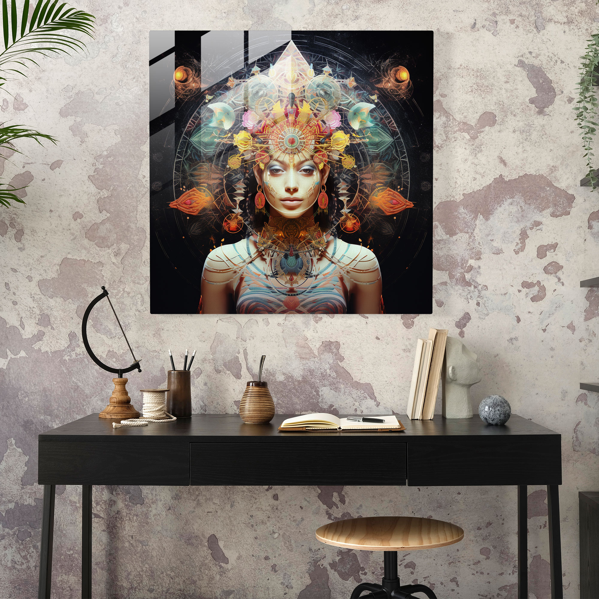 Sacred Symbols Glass Print - Spiritual, Modern Art, Glass Print, Glass Art