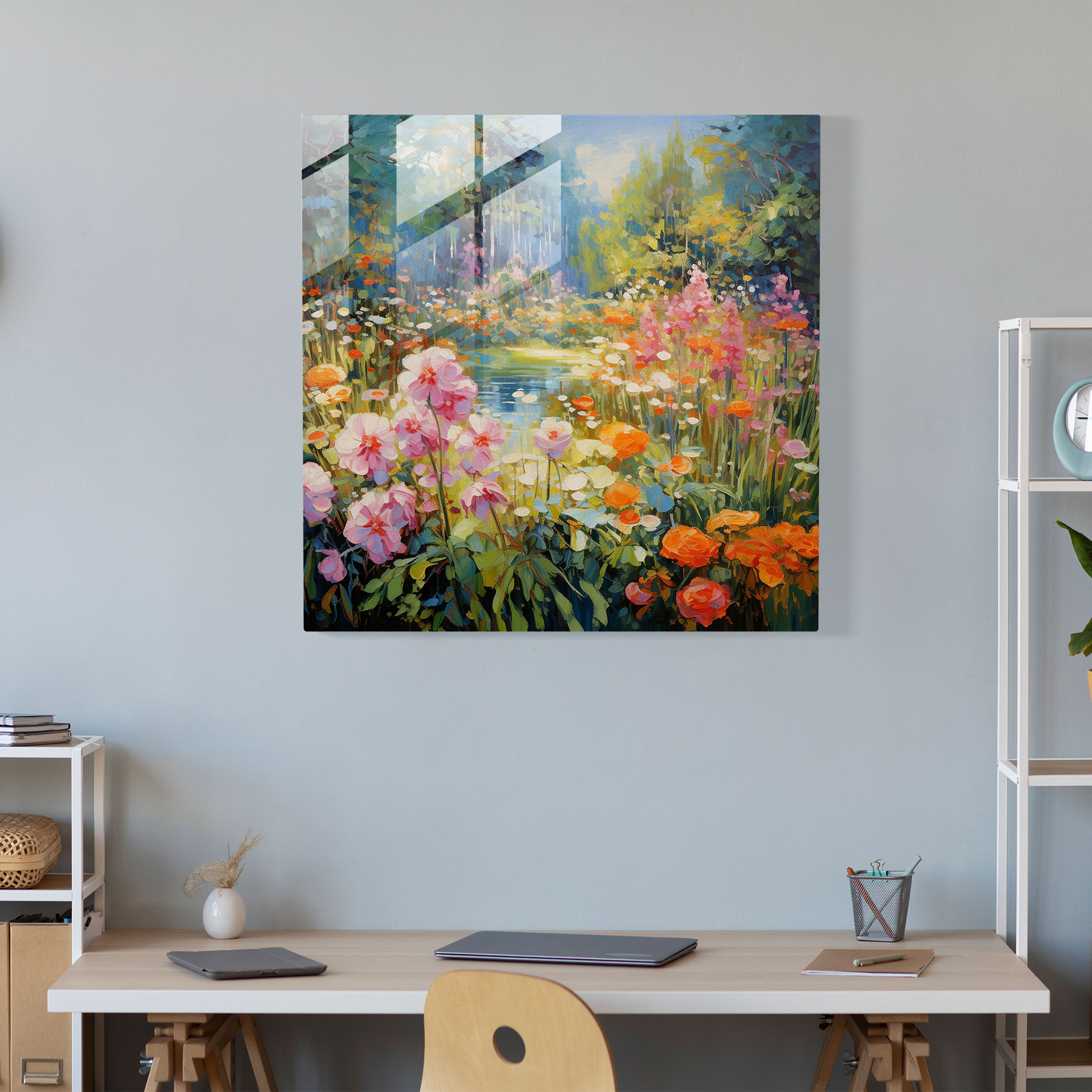 Spiritual Blossom Glass Print - Spiritual, Blooming Garden, Modern Art, Wall Decoration