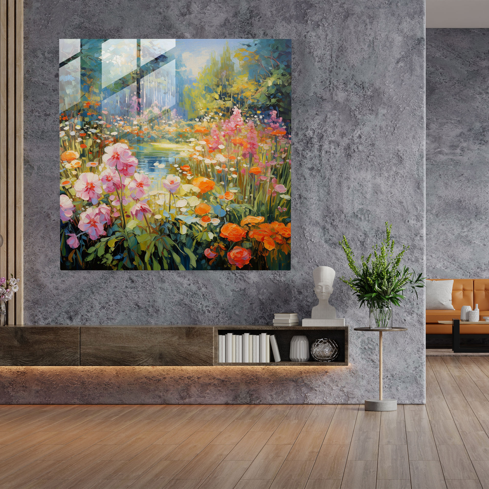 Spiritual Blossom Glass Print - Spiritual, Blooming Garden, Modern Art, Wall Decoration