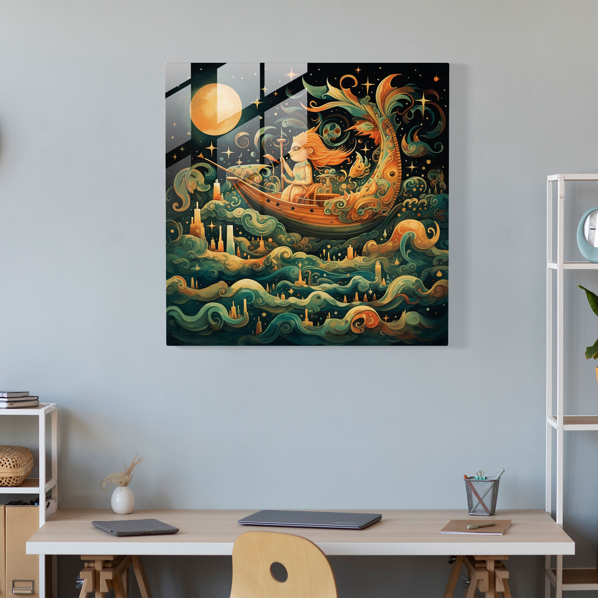 Doğaüstü Hayalperestlik Cam Tablo - Ruhani Mitolojik Varlıklar Modern Sanat Doğaüstü Hayalperestlik