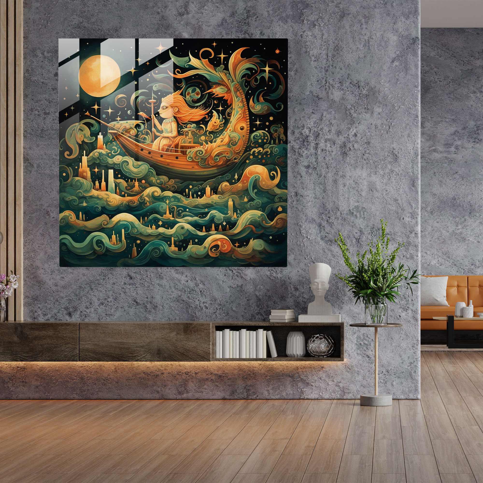 Doğaüstü Hayalperestlik Cam Tablo - Ruhani Mitolojik Varlıklar Modern Sanat Doğaüstü Hayalperestlik