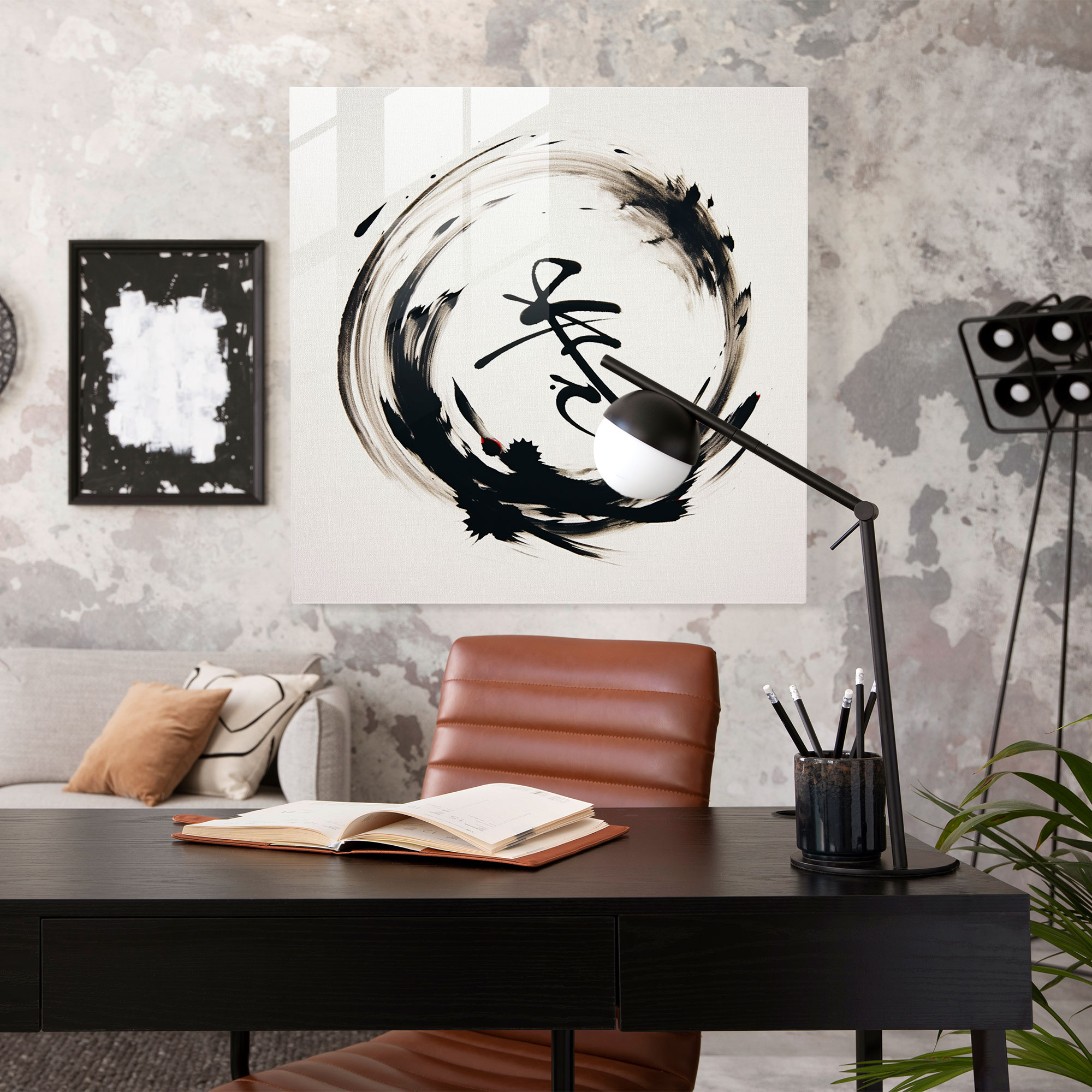 Elegant Wisdom Glass Print - Spiritual, Glass Art, Zen-Inspired Calligraphy, Home Decoration
