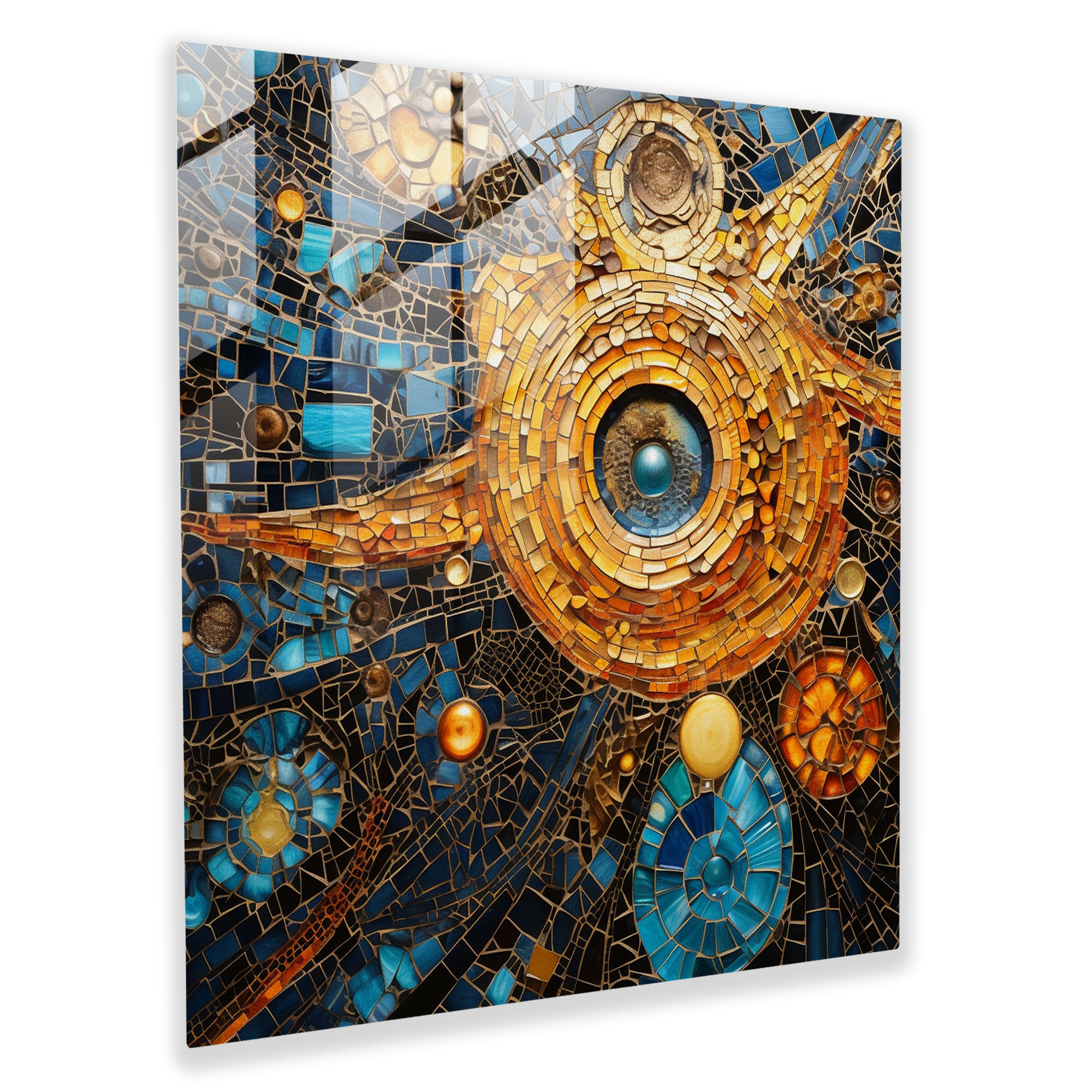 Interconnected Energies Glass Print - Spiritual, Abstract Mosaic, Wall Decoration, Modern Art