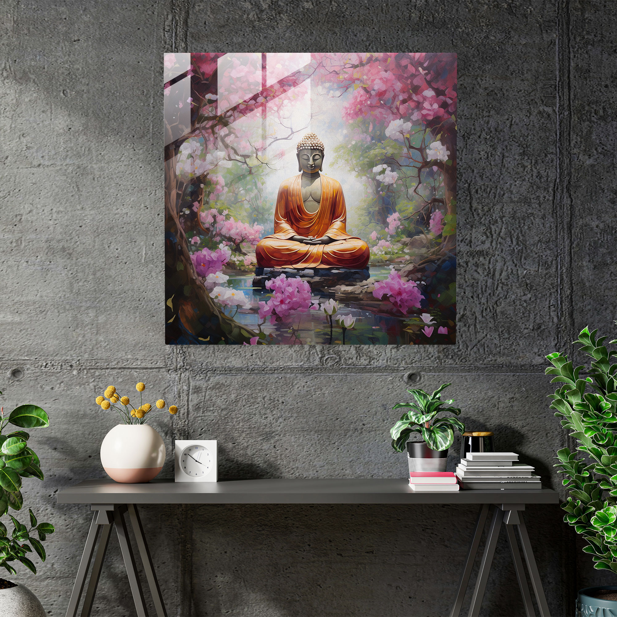 Spiritual Buddha Glass Print - Spiritual, Spiritual Buddha, Wall Decoration, Home Decoration