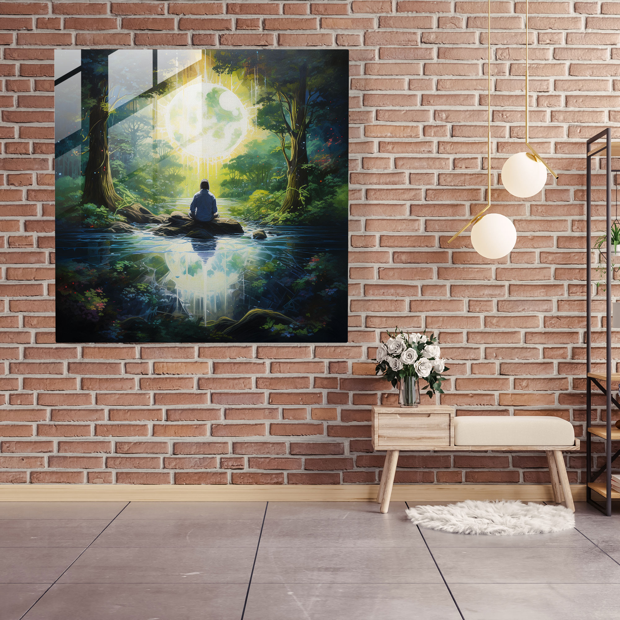Spiritual Zen Glass Print - Spiritual, Meditating Figure, Spiritual, Wall Decoration
