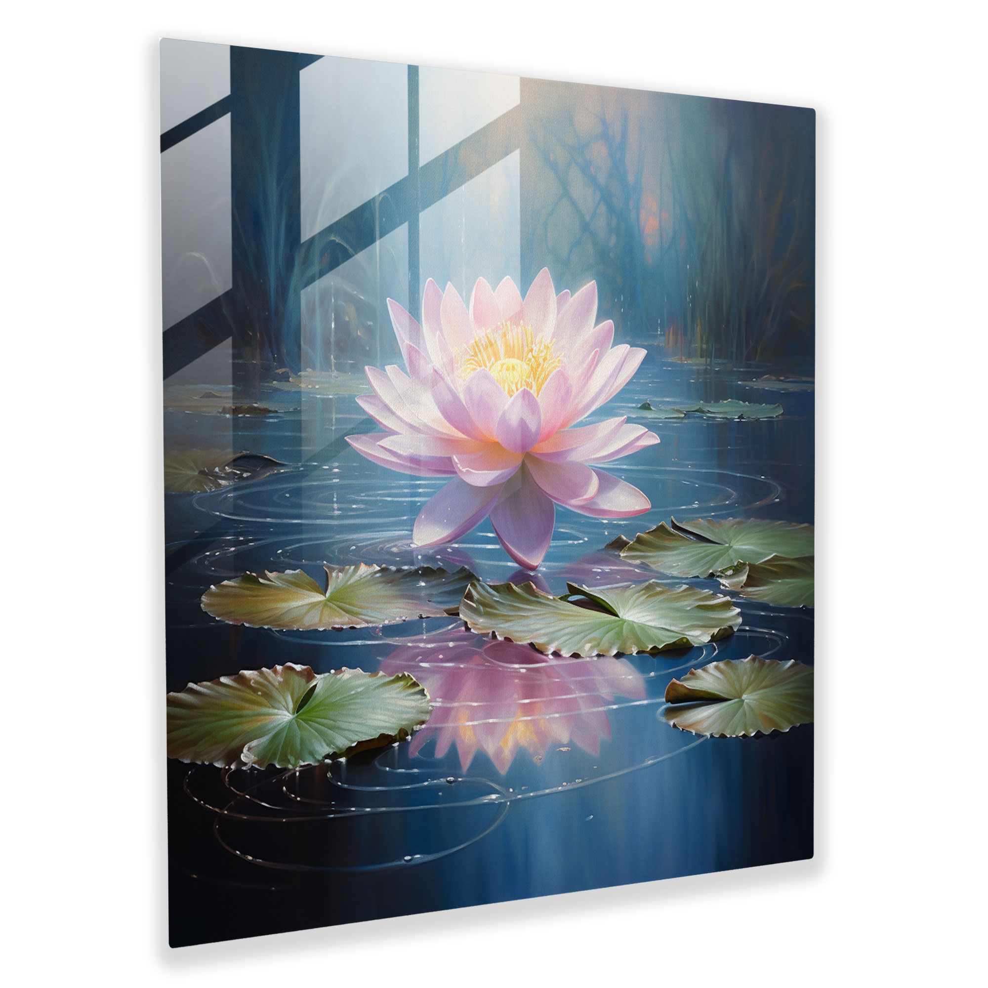 Spiritüel Lotus Cam Tablo - Lotus Çiçeği Duvar Dekorasyonu