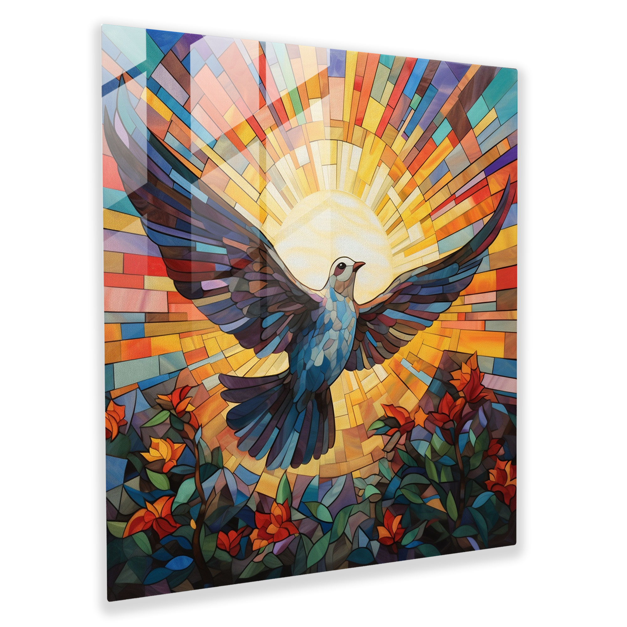 Sacred Wings Glass Print - Spiritual, Glass Art, Spiritual, Dove