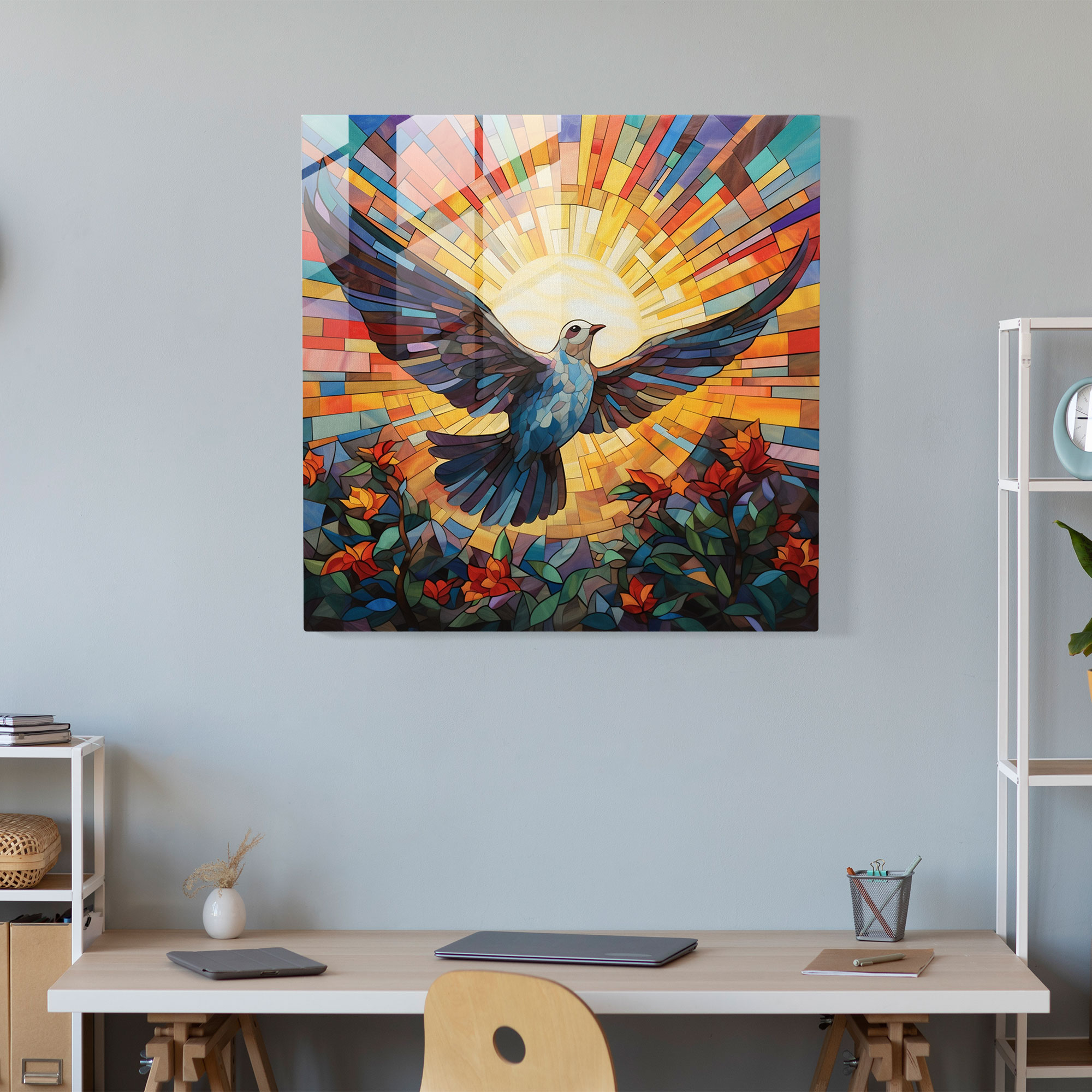 Sacred Wings Glass Print - Spiritual, Glass Art, Spiritual, Dove
