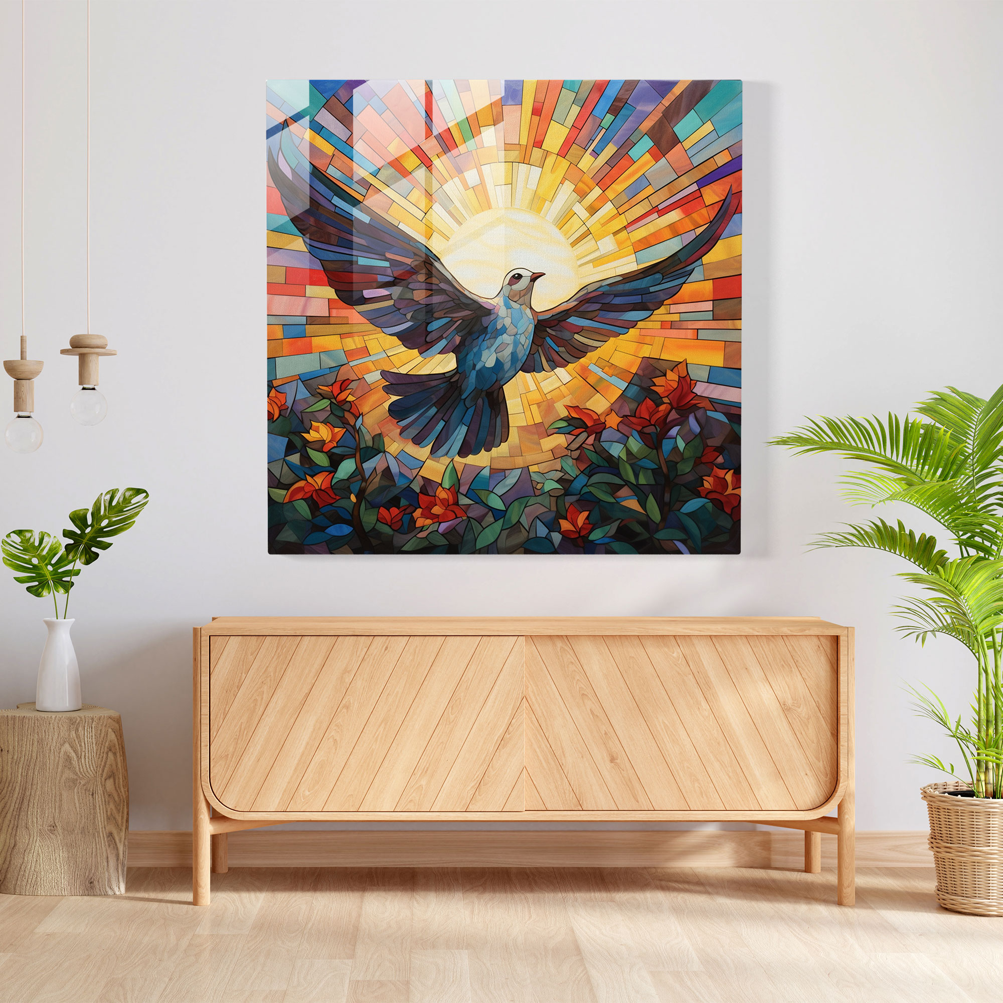 Sacred Wings Glass Print - Spiritual, Glass Art, Spiritual, Dove