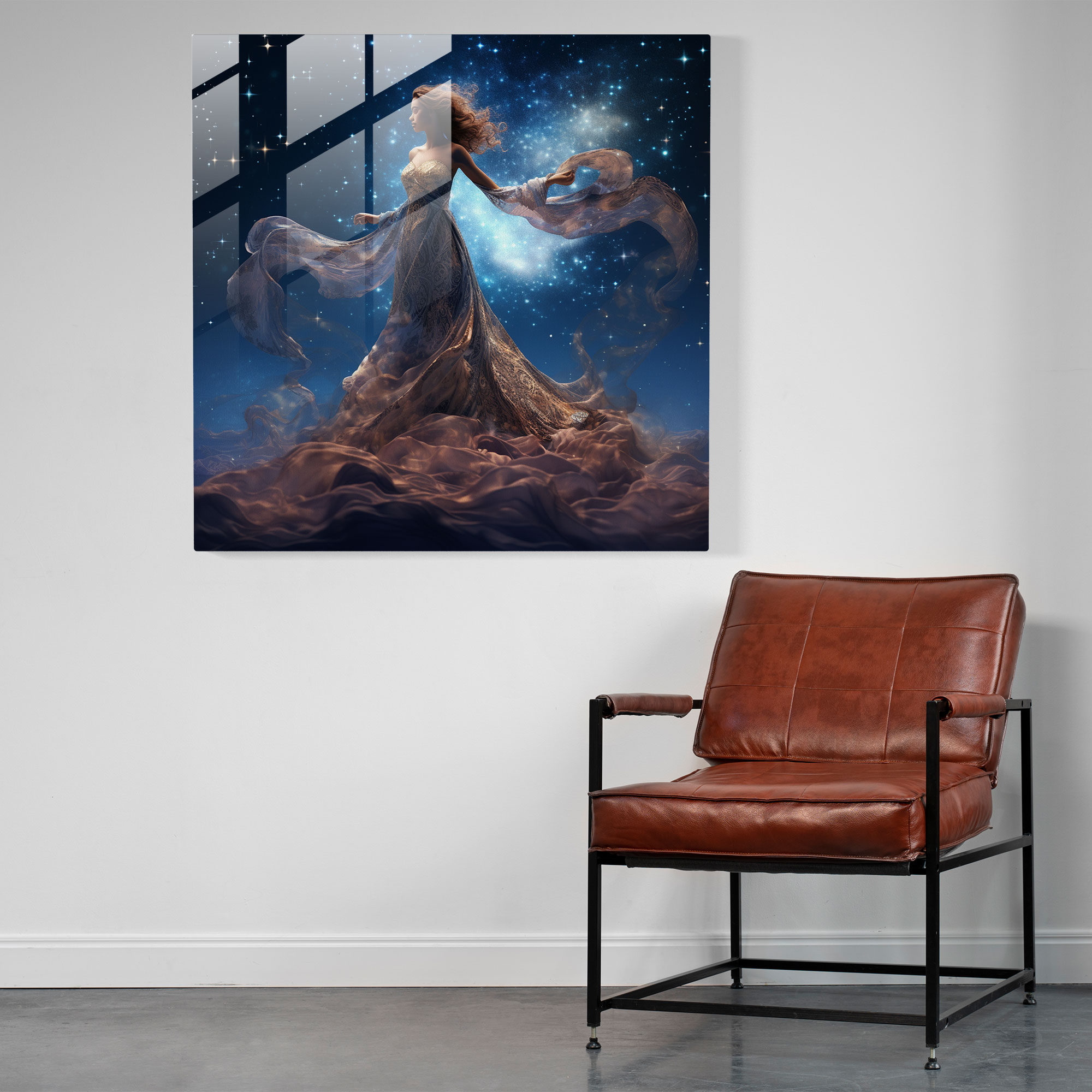 Celestial Essence Glass Print - Spiritual, Night Sky, Glass Art, Glass Wall Art