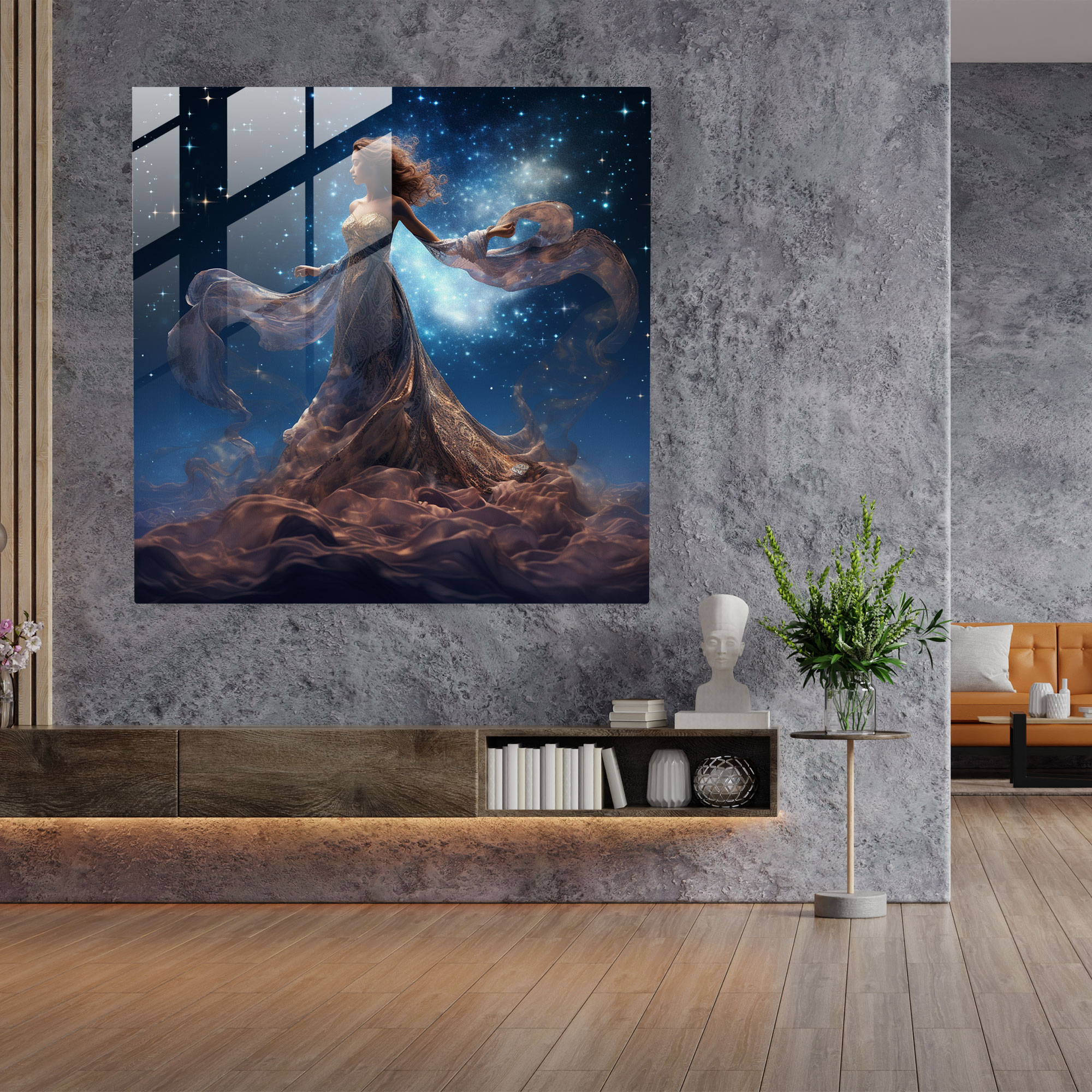 Celestial Essence Glass Print - Spiritual, Night Sky, Glass Art, Glass Wall Art