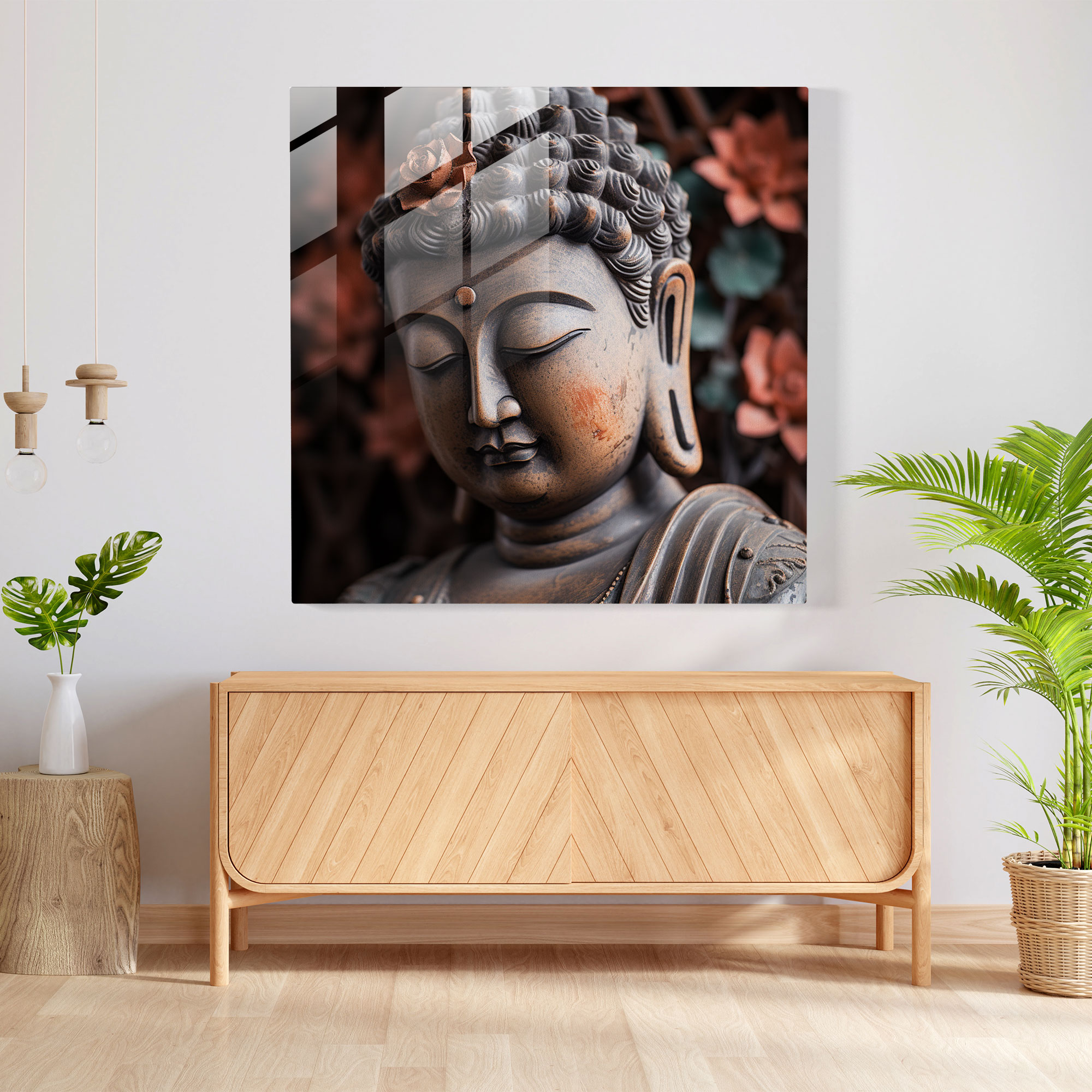 Tranquil Enlightened Glass Print - Spiritual, Buddha, Glass Wall Art, Home Decoration